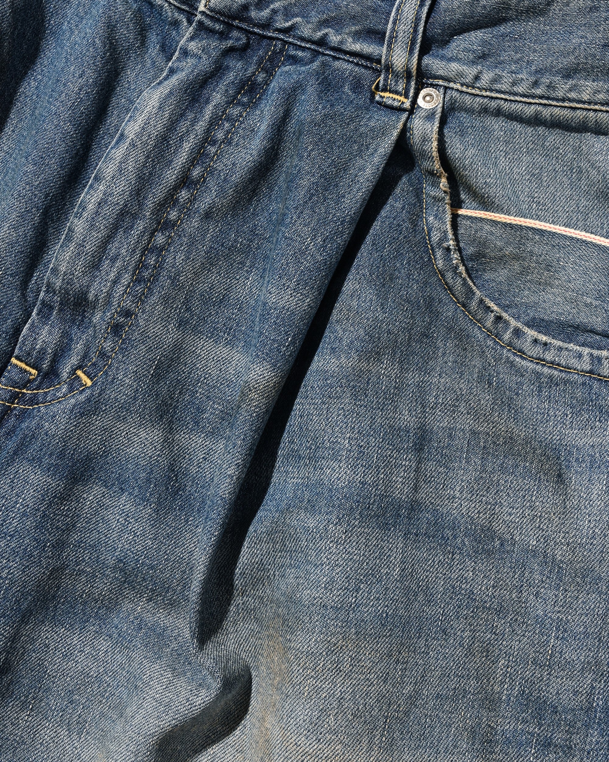 VINTAGE DYED SELVEDGE DENIM CITY MASSIVE UTILITY PANTS (VINTAGE LIGHT INDIGO)