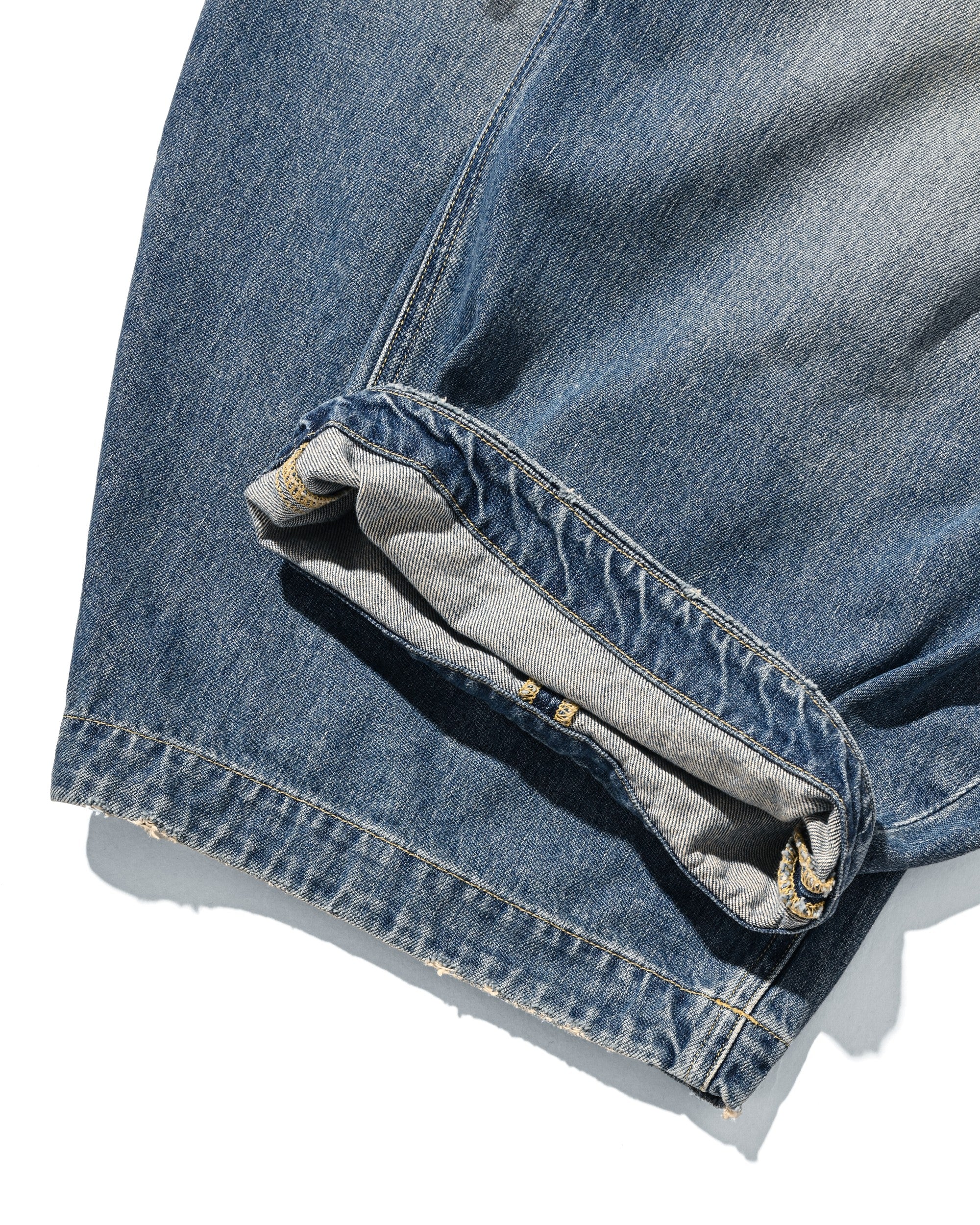 VINTAGE DYED SELVEDGE DENIM CITY MASSIVE UTILITY PANTS (VINTAGE LIGHT INDIGO)