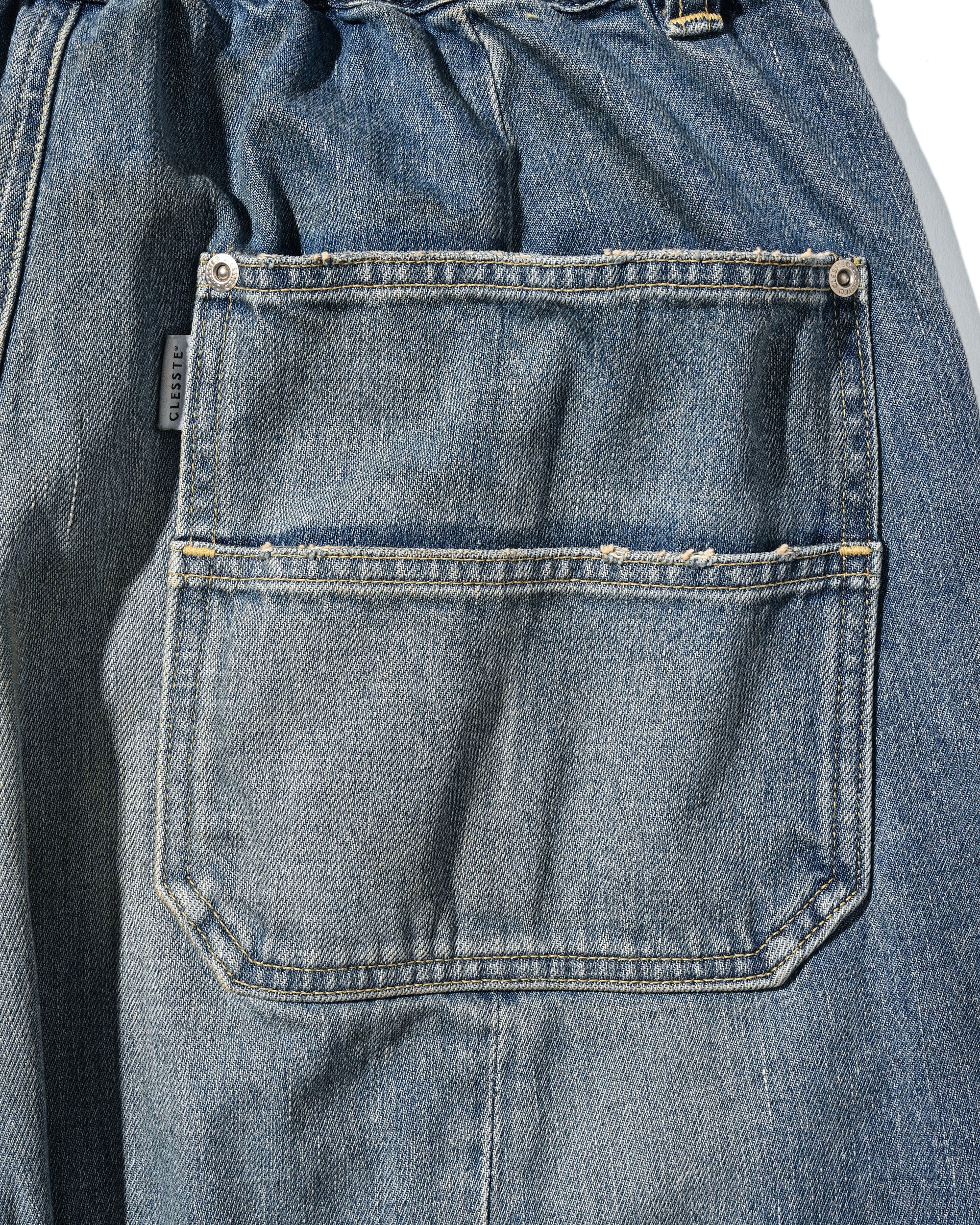 VINTAGE DYED SELVEDGE DENIM CITY MASSIVE UTILITY PANTS (VINTAGE LIGHT INDIGO)
