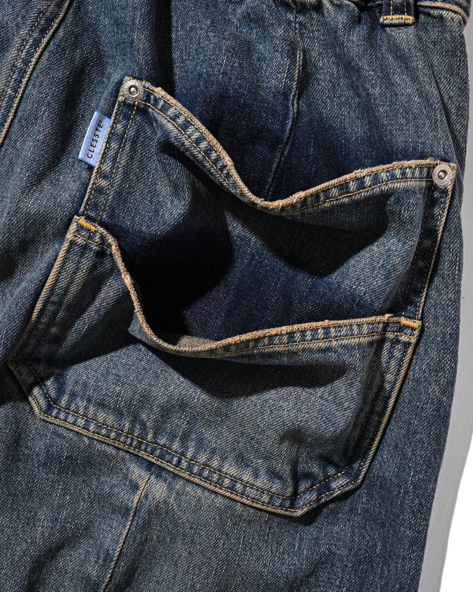 VINTAGE DYED SELVEDGE DENIM CITY MASSIVE UTILITY PANTS (VINTAGE INDIGO)