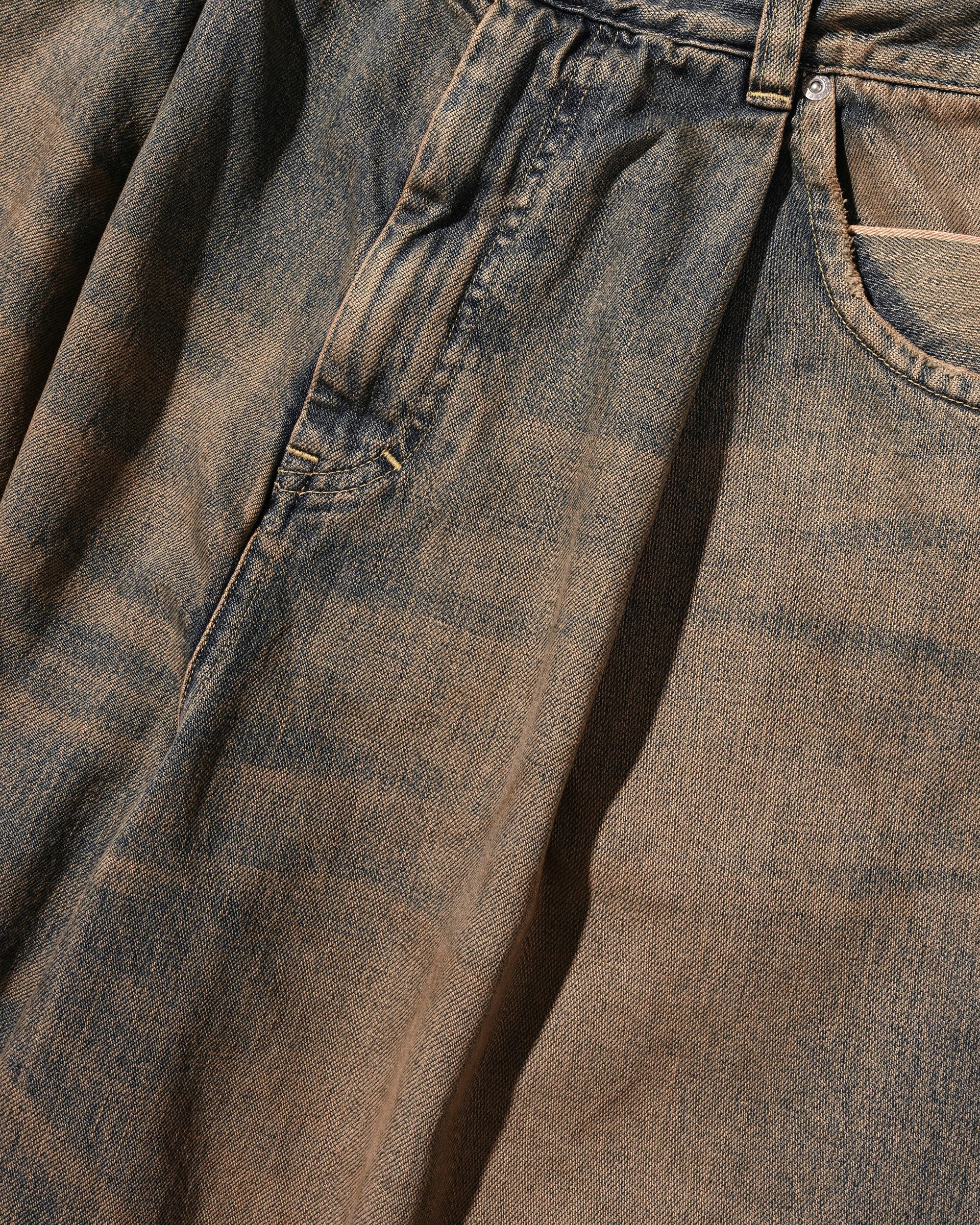 VINTAGE DYED SELVEDGE DENIM CITY MASSIVE UTILITY PANTS (VINTAGE BEIGE)
