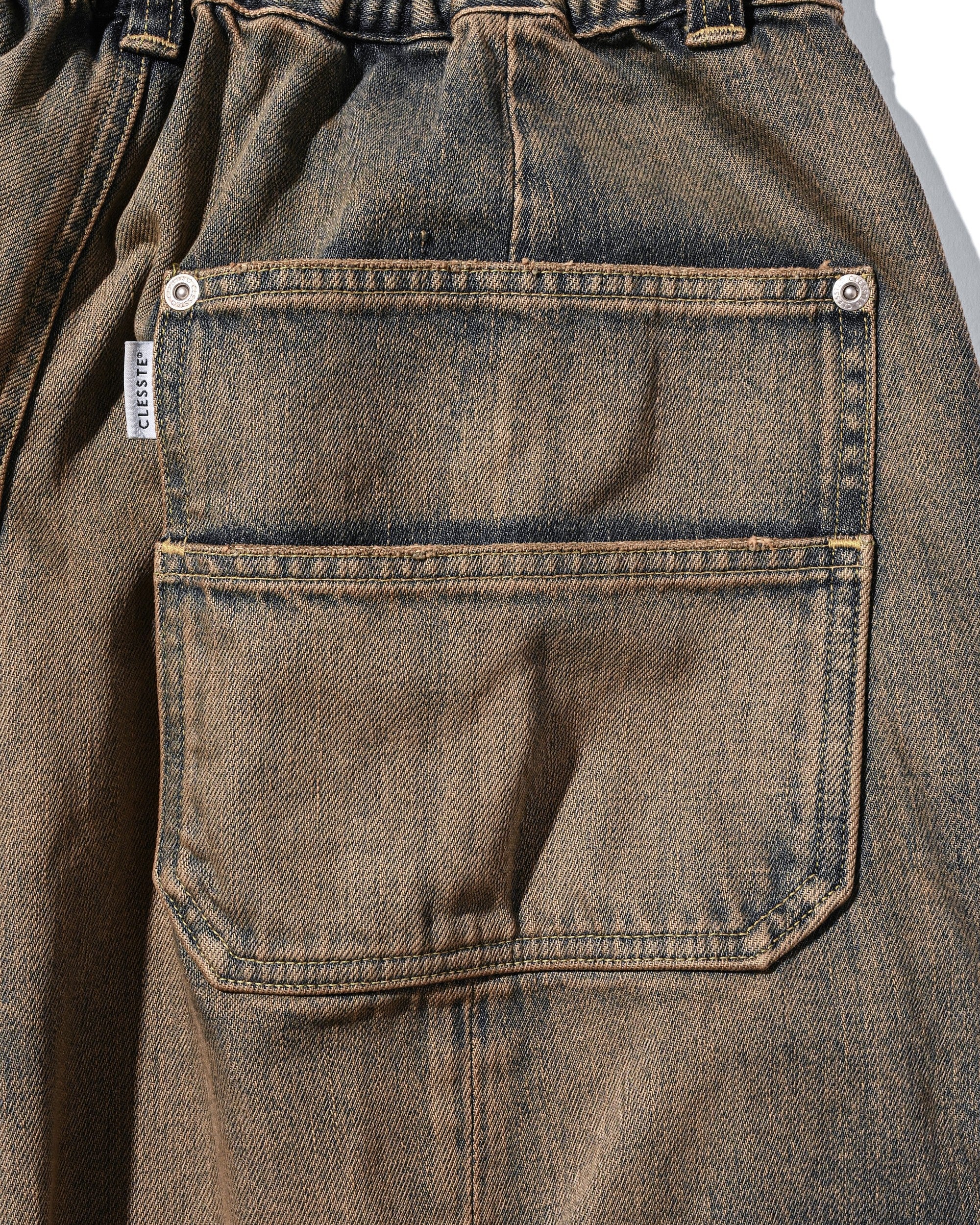 VINTAGE DYED SELVEDGE DENIM CITY MASSIVE UTILITY PANTS (VINTAGE BEIGE)