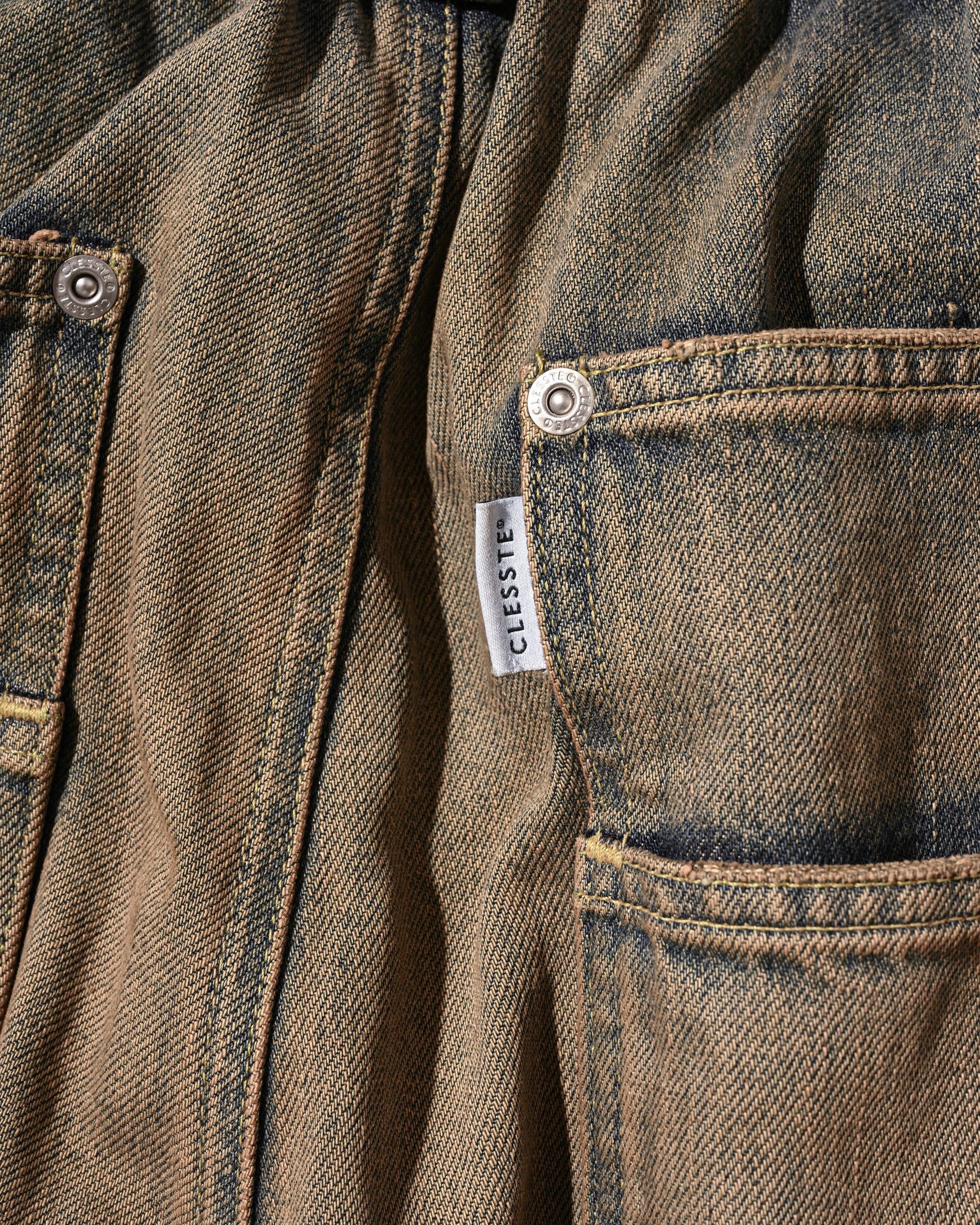 VINTAGE DYED SELVEDGE DENIM CITY MASSIVE UTILITY PANTS (VINTAGE BEIGE)
