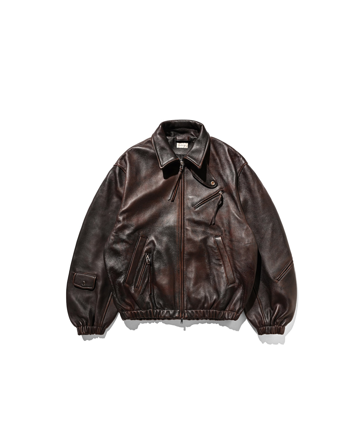 SHEEP LEATHER UTILITY JACKET (BROWN)