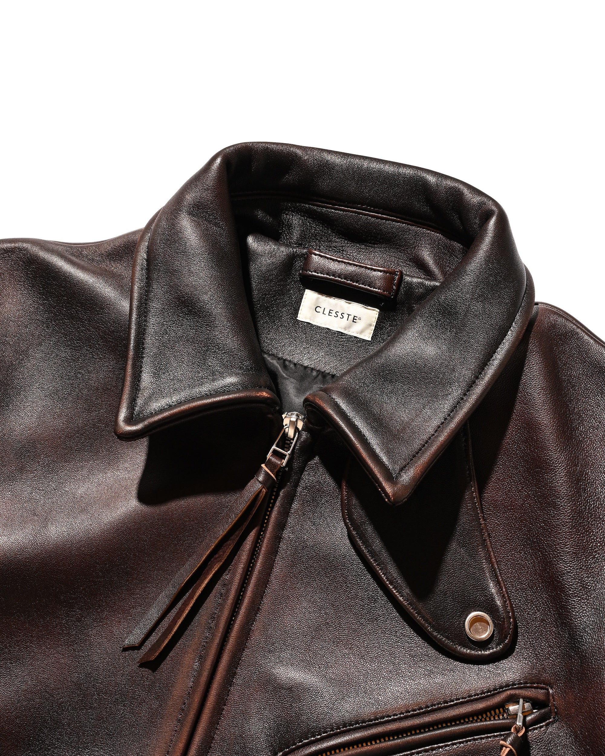 【11.1 SAT 20:00- IN STOCK】SHEEP LEATHER UTILITY JACKET (BROWN)
