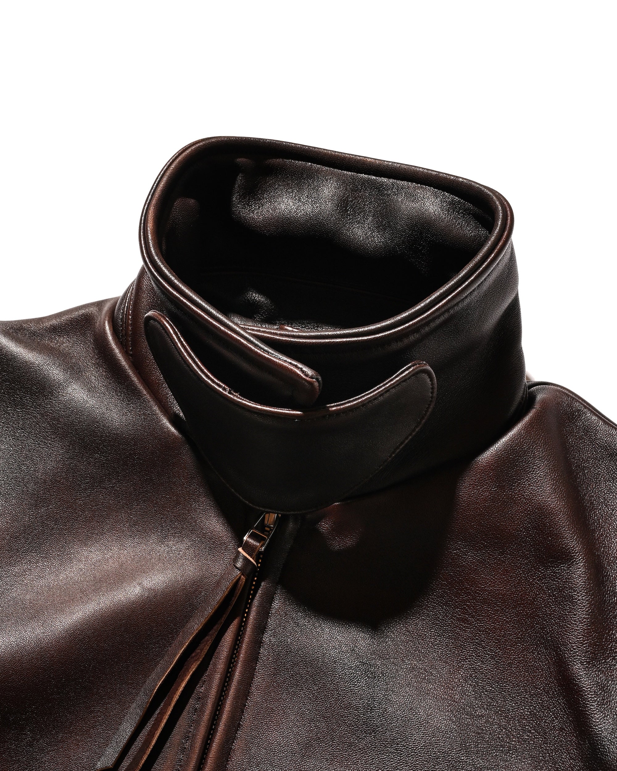 SHEEP LEATHER UTILITY JACKET (BROWN)