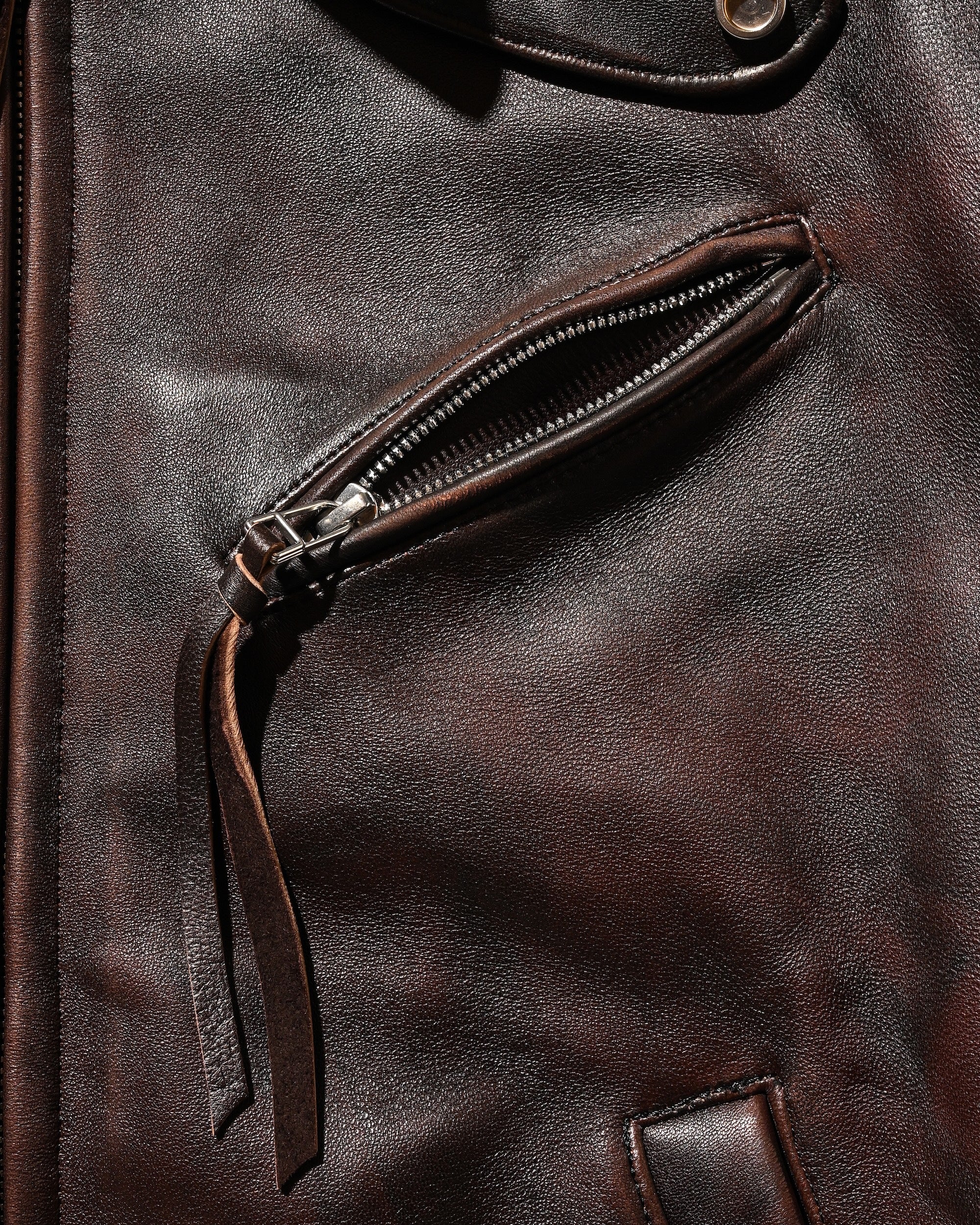 【11.1 SAT 20:00- IN STOCK】SHEEP LEATHER UTILITY JACKET (BROWN)