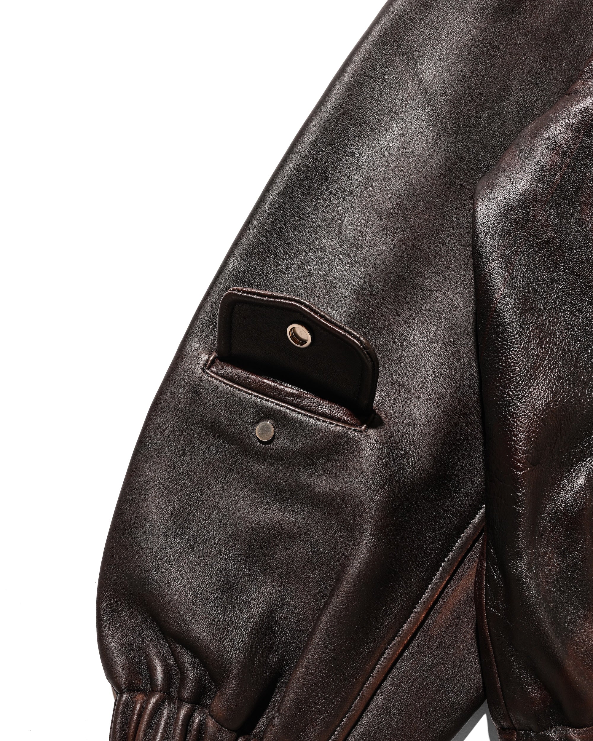 【11.1 SAT 20:00- IN STOCK】SHEEP LEATHER UTILITY JACKET (BROWN)