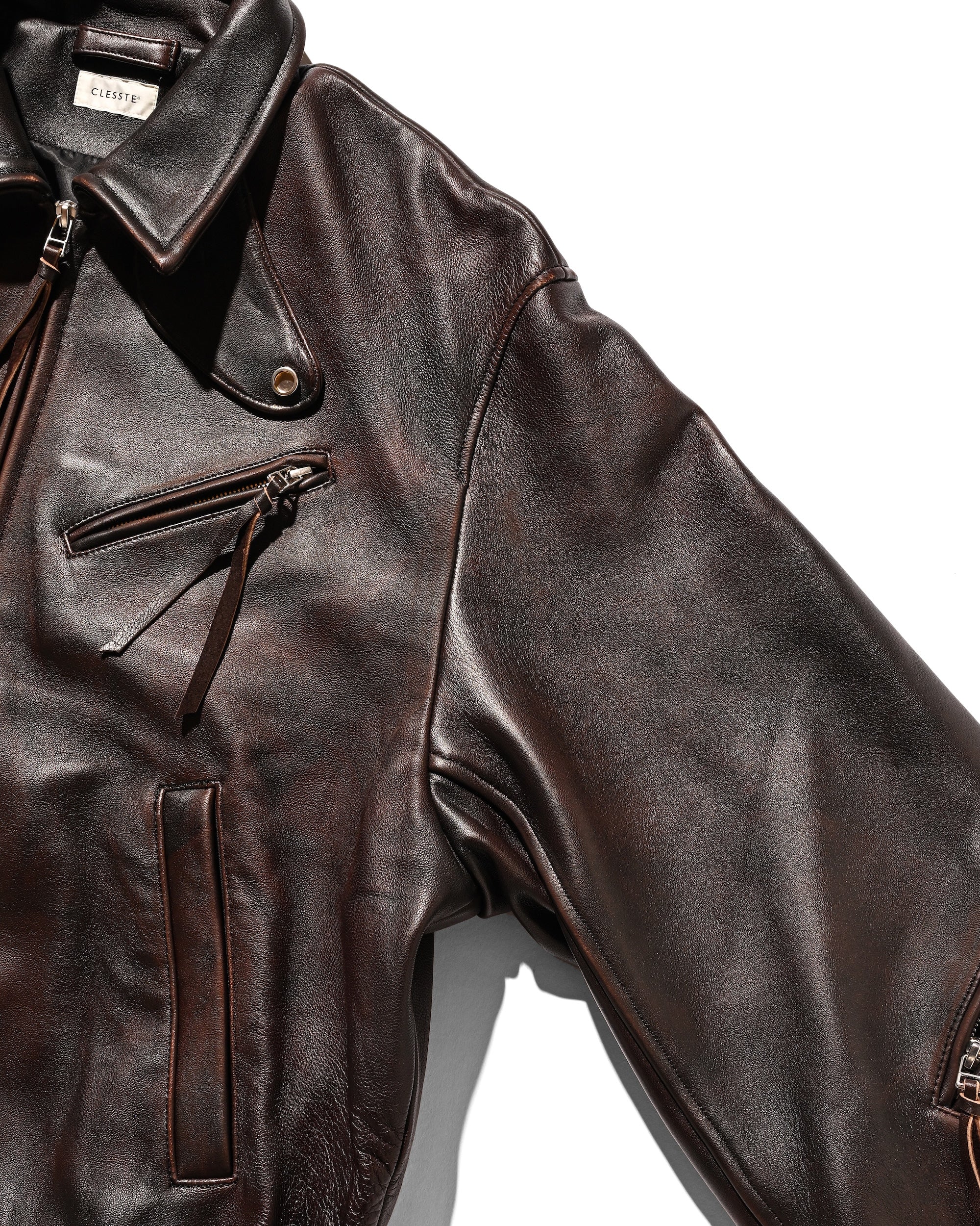 【11.1 SAT 20:00- IN STOCK】SHEEP LEATHER UTILITY JACKET (BROWN)