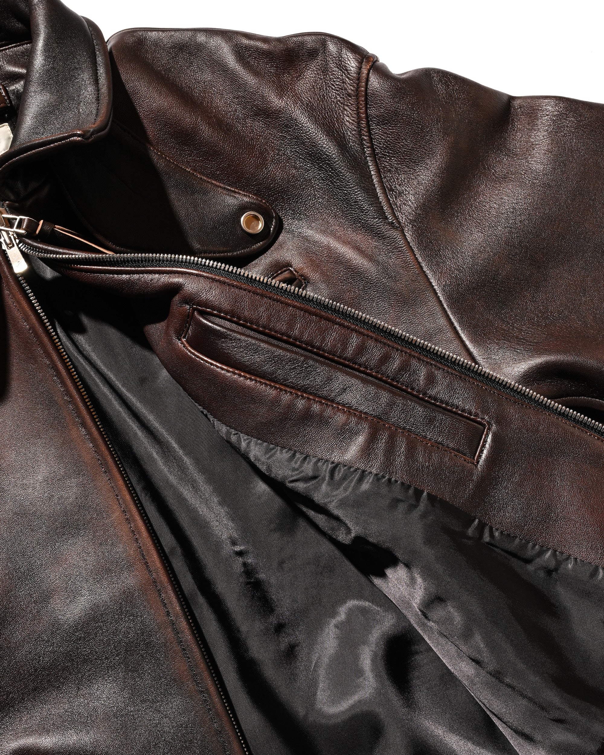 SHEEP LEATHER UTILITY JACKET (BROWN)