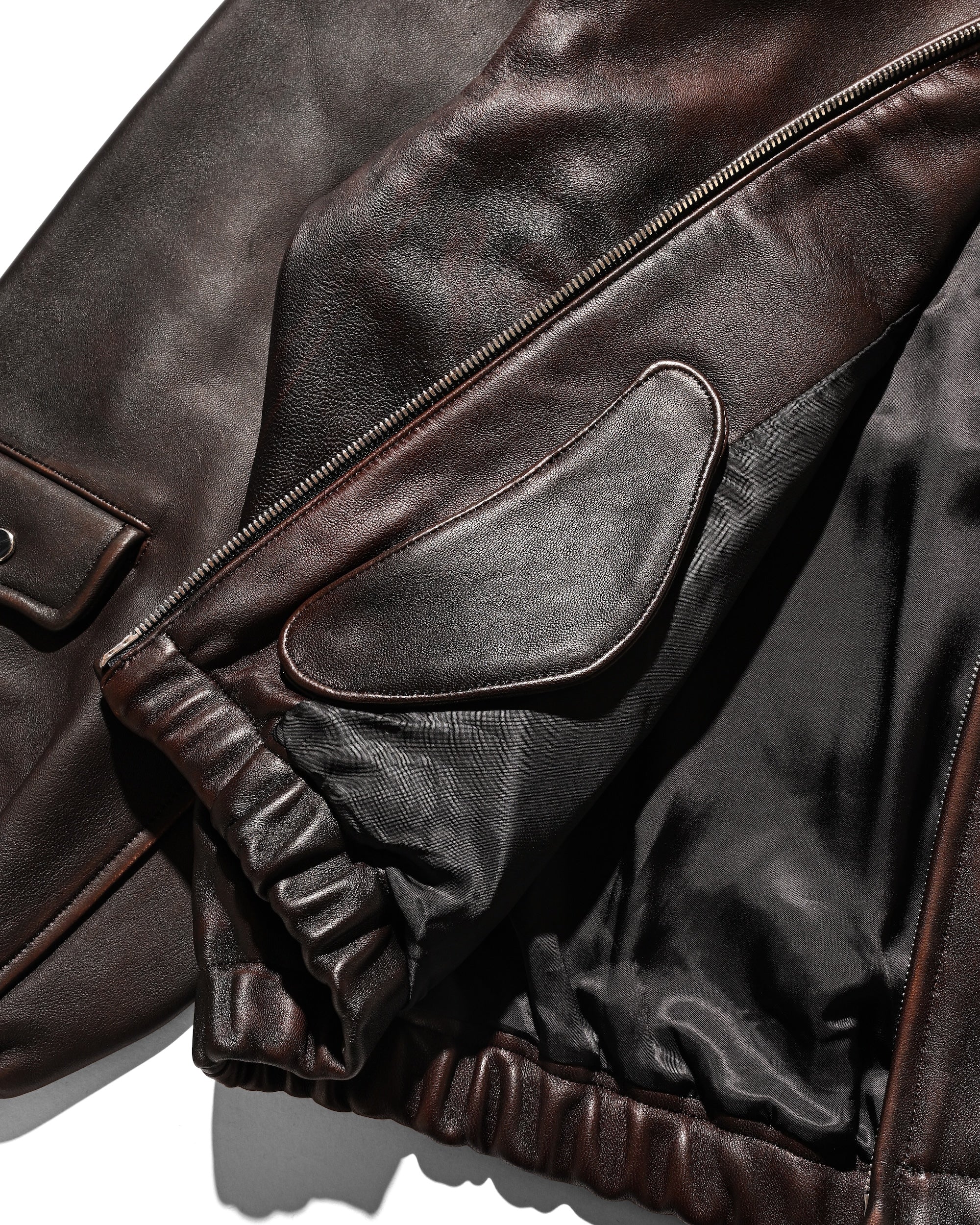 SHEEP LEATHER UTILITY JACKET (BROWN)