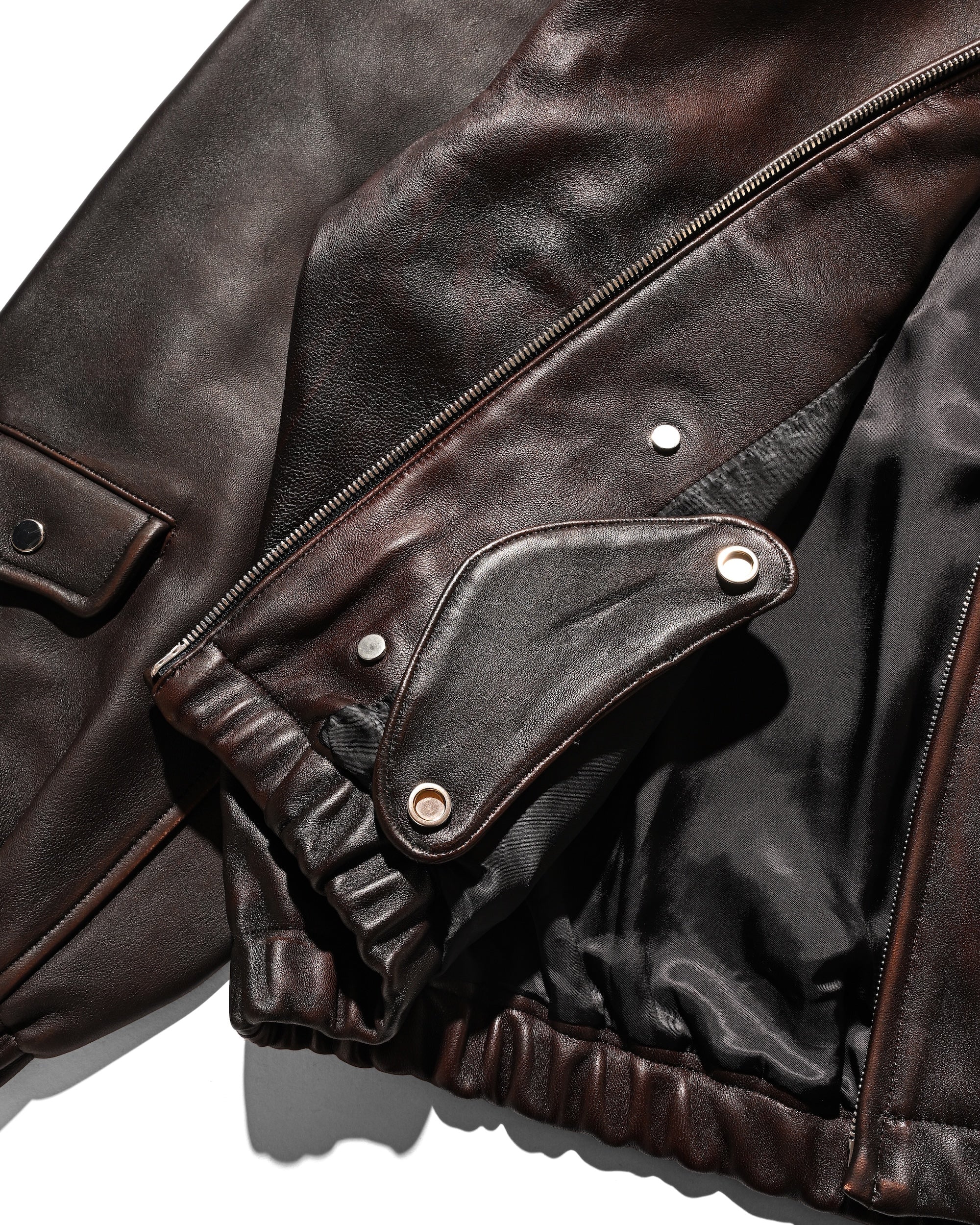 SHEEP LEATHER UTILITY JACKET (BROWN)