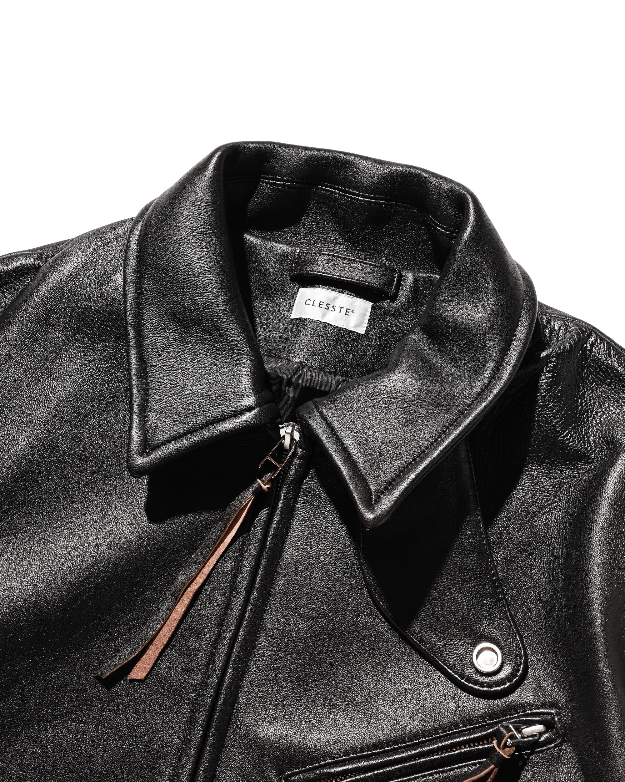 SHEEP LEATHER UTILITY JACKET (BLACK)