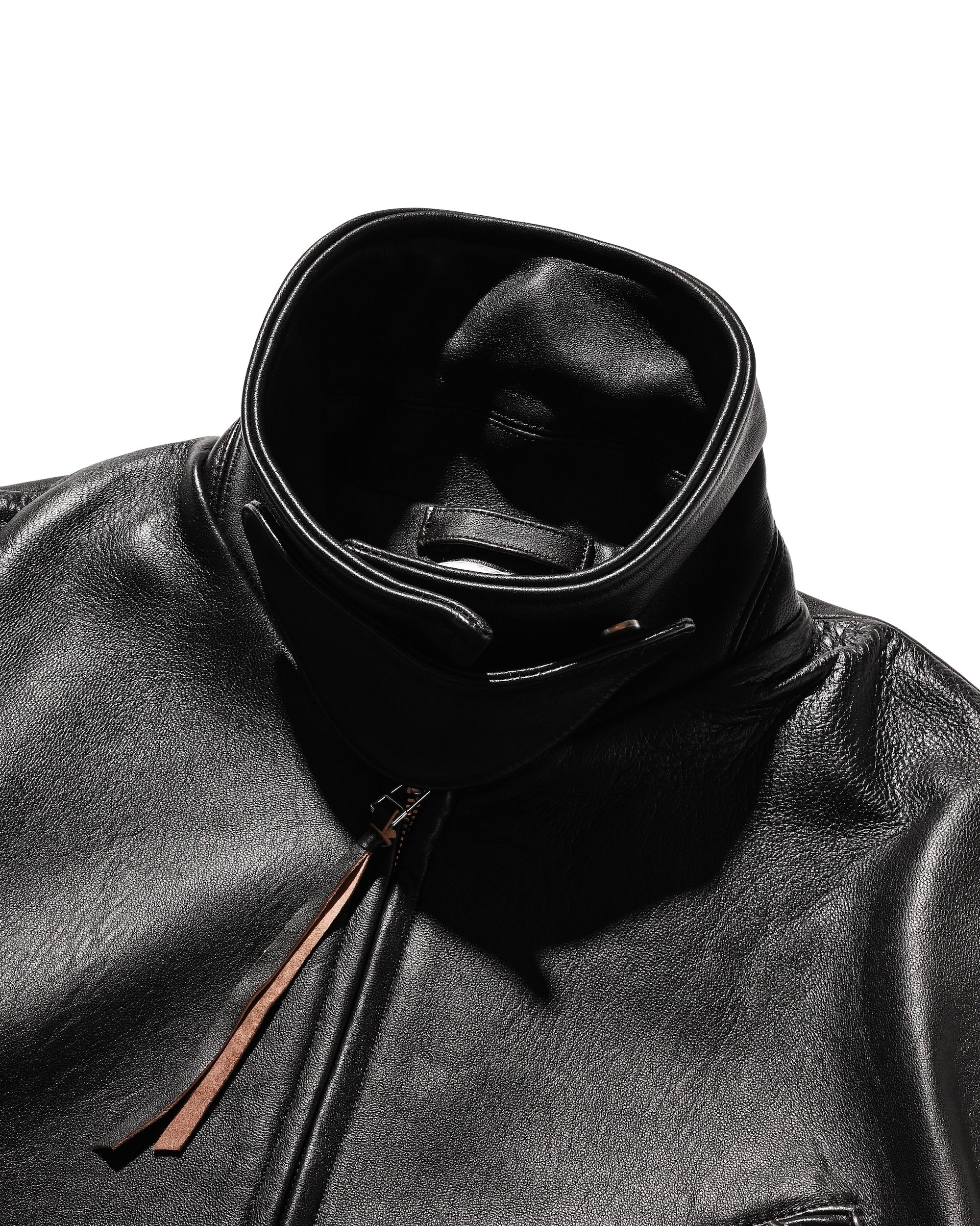 SHEEP LEATHER UTILITY JACKET (BLACK)