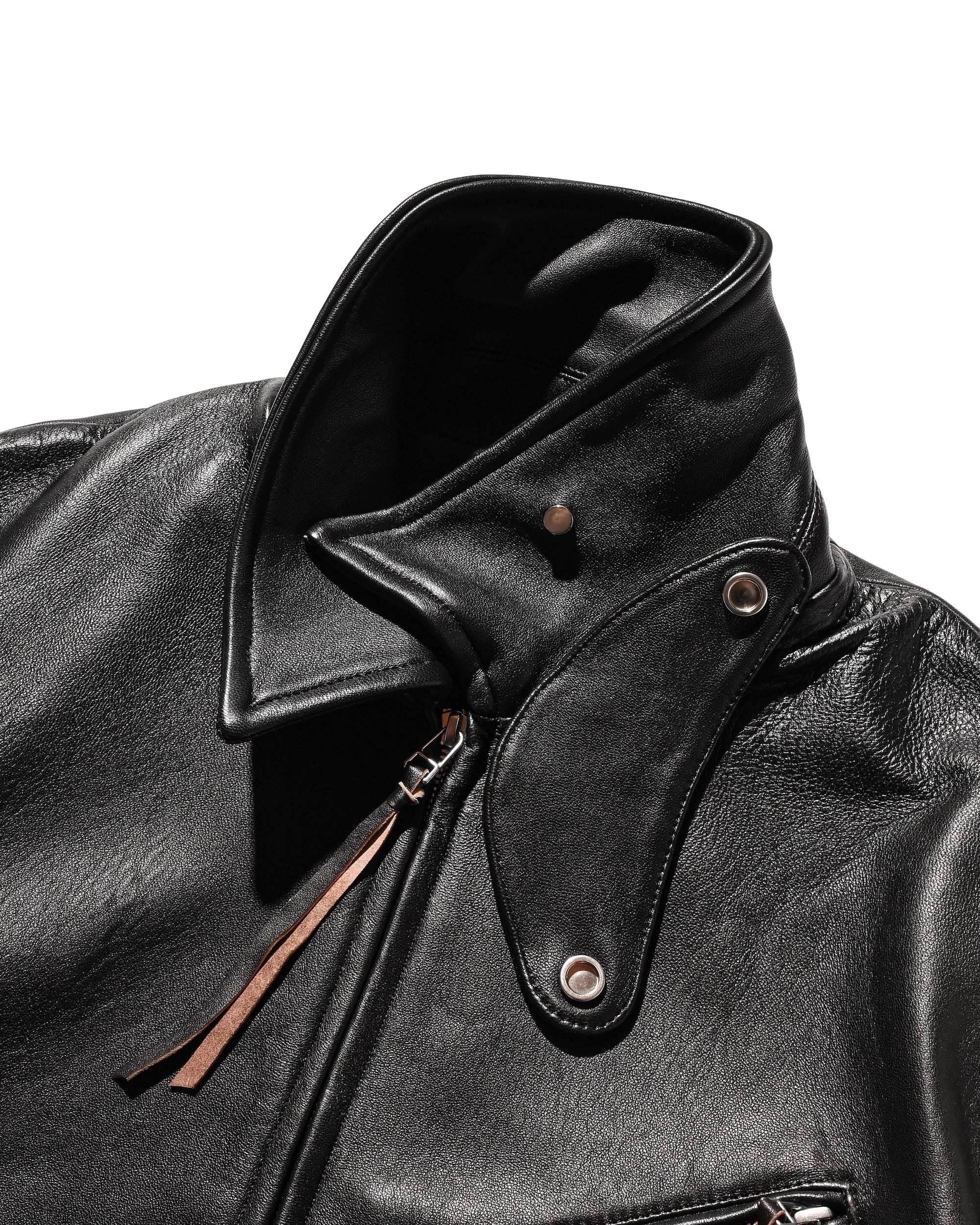 【11.1 SAT 20:00- IN STOCK】SHEEP LEATHER UTILITY JACKET (BLACK)