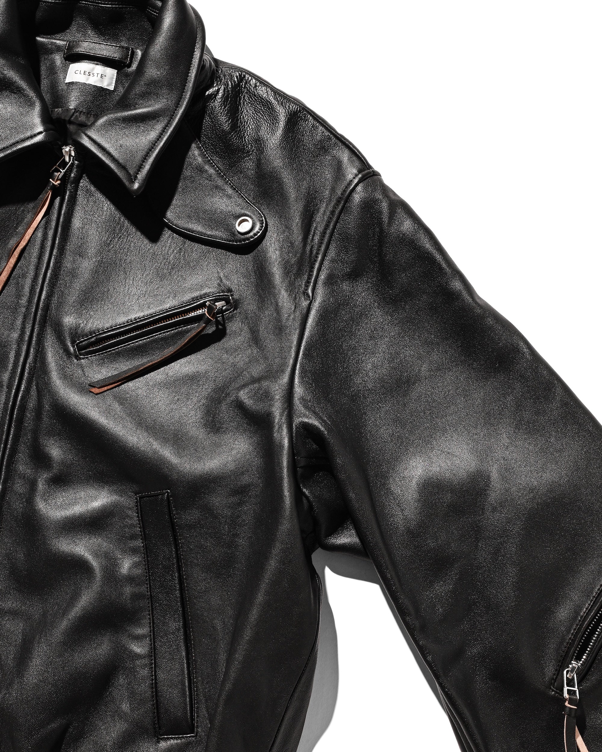 【11.1 SAT 20:00- IN STOCK】SHEEP LEATHER UTILITY JACKET (BLACK)