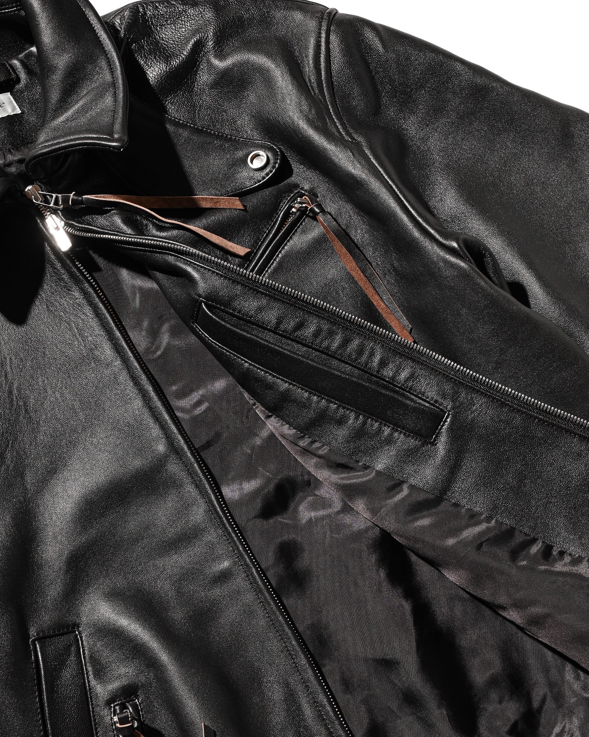 【11.1 SAT 20:00- IN STOCK】SHEEP LEATHER UTILITY JACKET (BLACK)