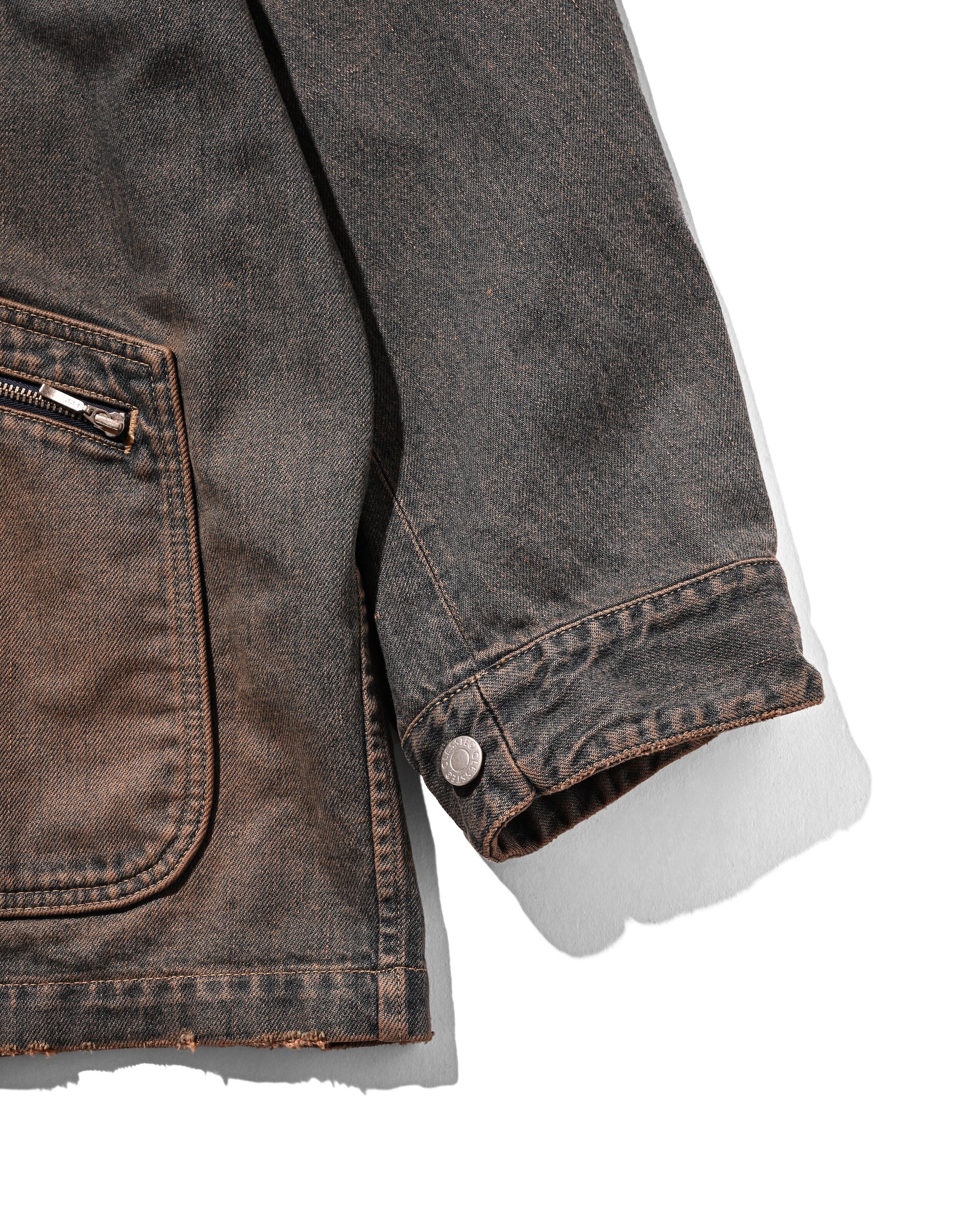 【11.22 SAT 20:00- IN STOCK】VINTAGE DYED SELVEDGE DENIM URBAN JACKET (BROWN)
