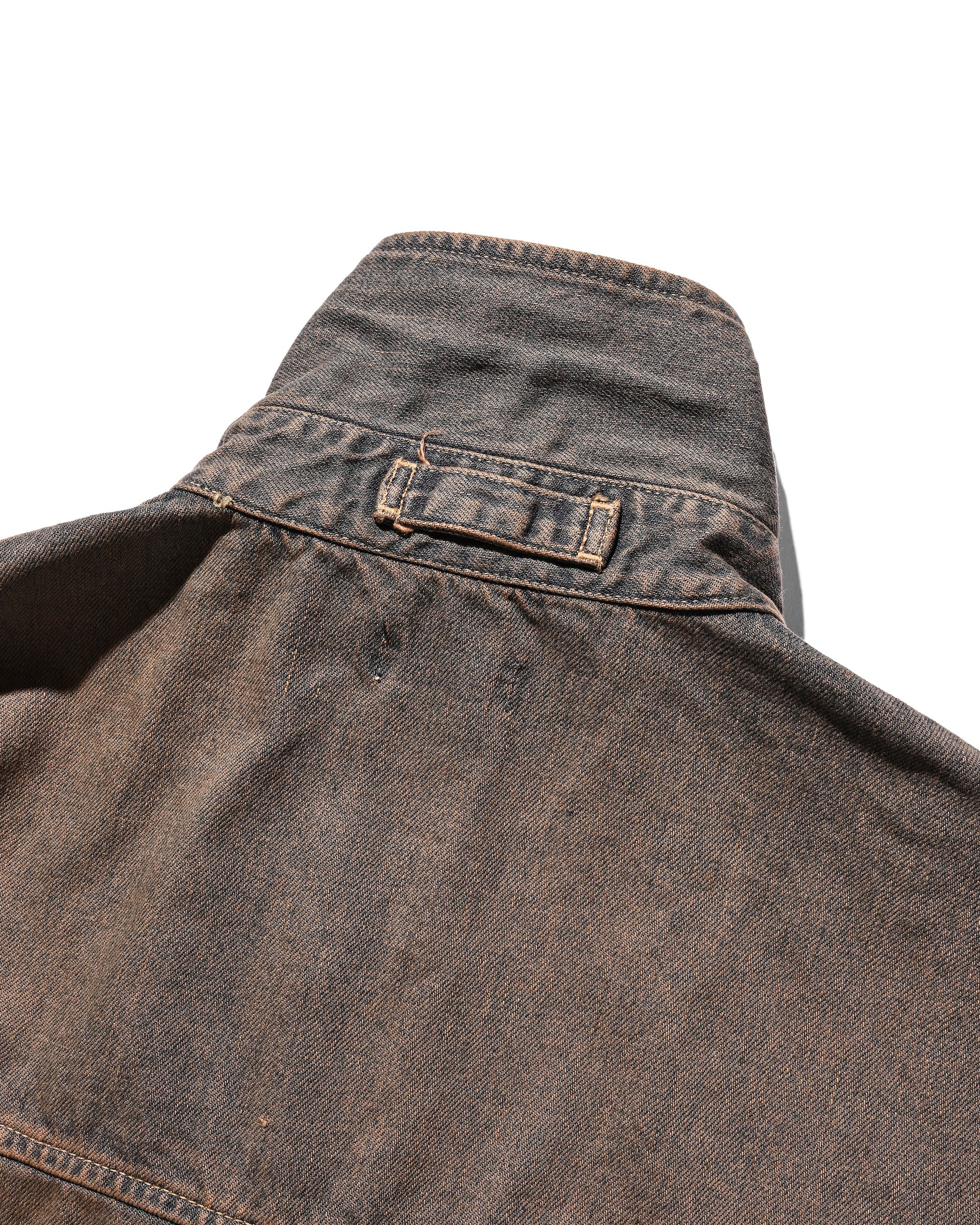 【11.22 SAT 20:00- IN STOCK】VINTAGE DYED SELVEDGE DENIM URBAN JACKET (BROWN)