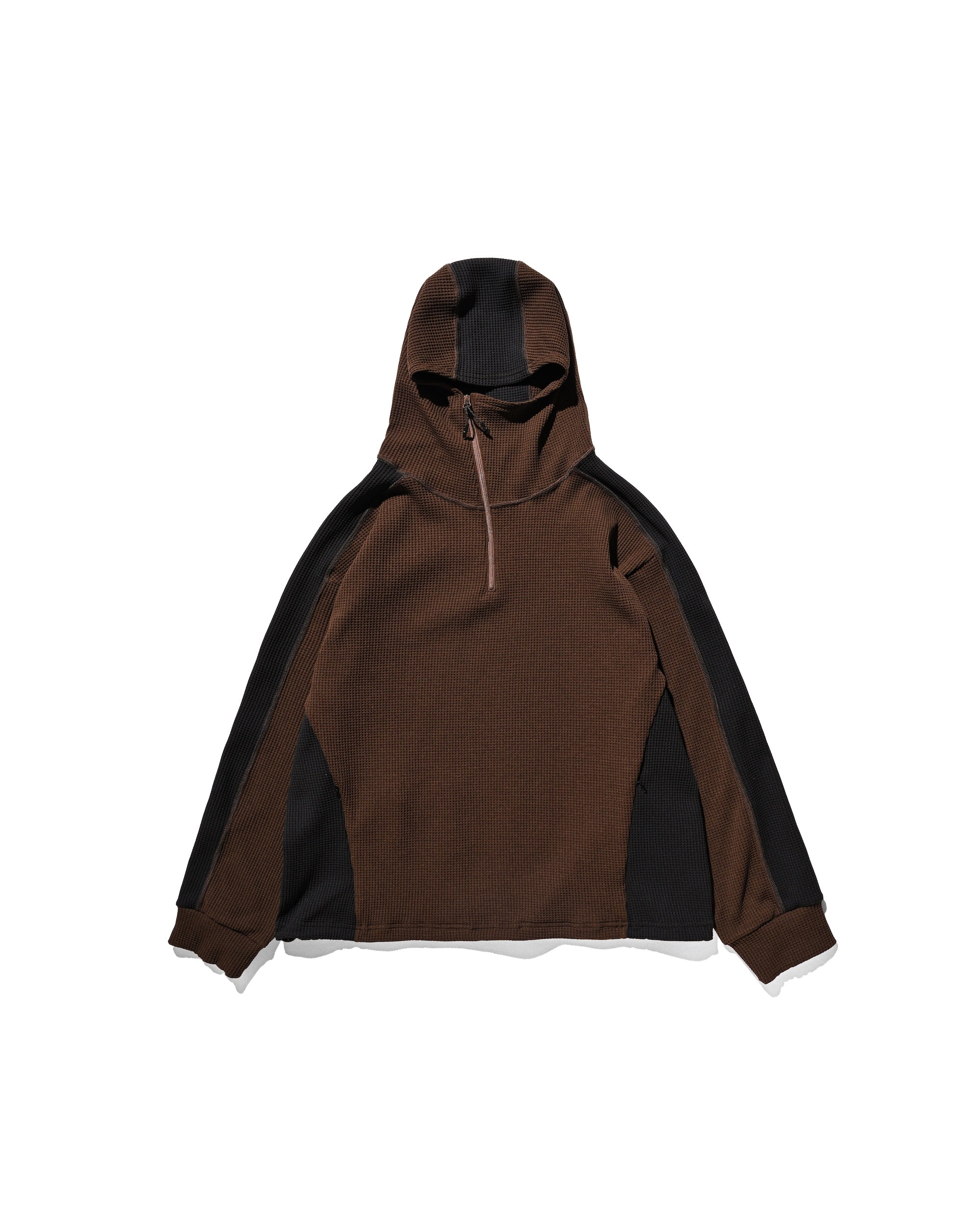 CITY LIGHT THERMAL HALF ZIP HOODIE (BROWN×BLACK)