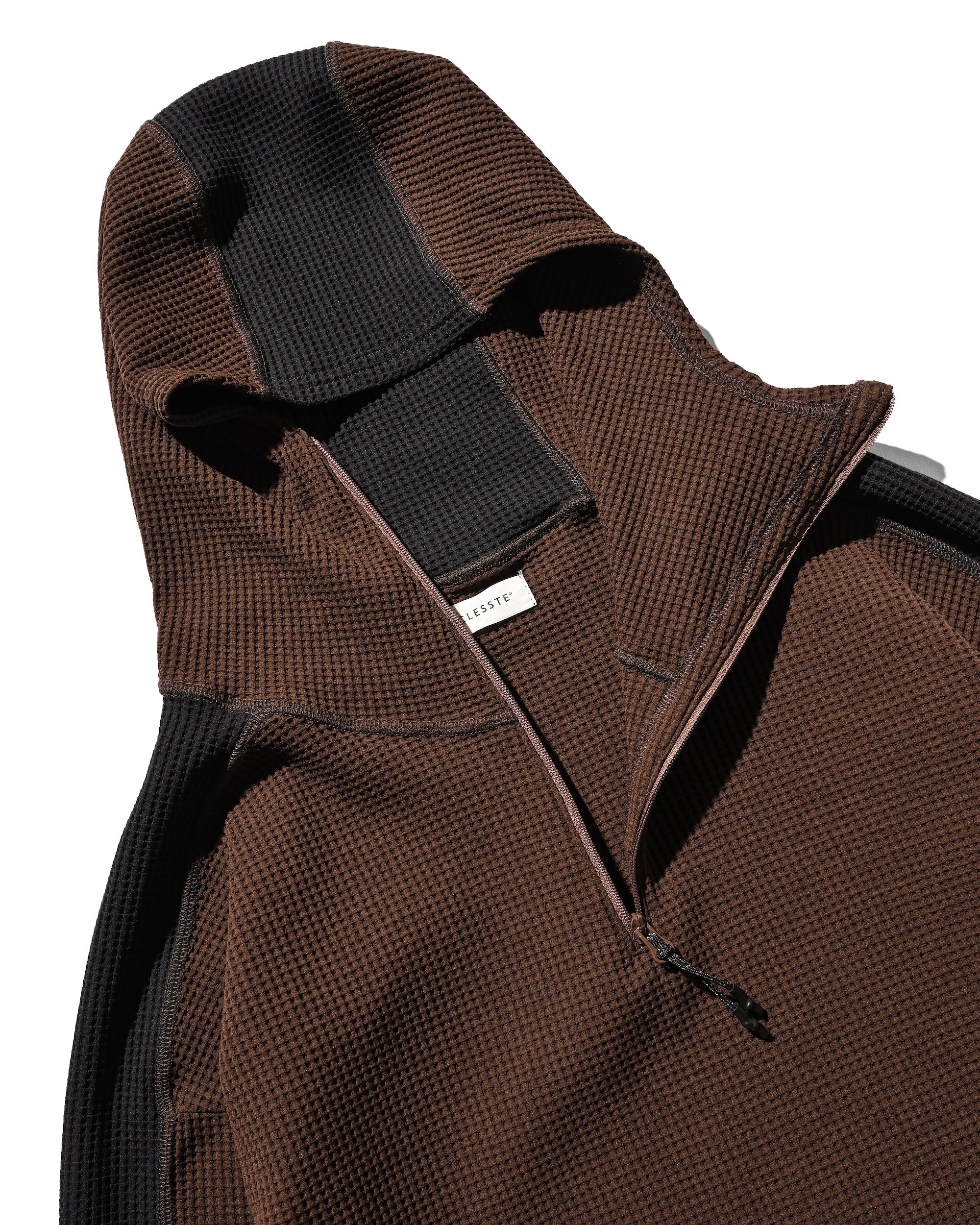 CITY LIGHT THERMAL HALF ZIP HOODIE (BROWN×BLACK)