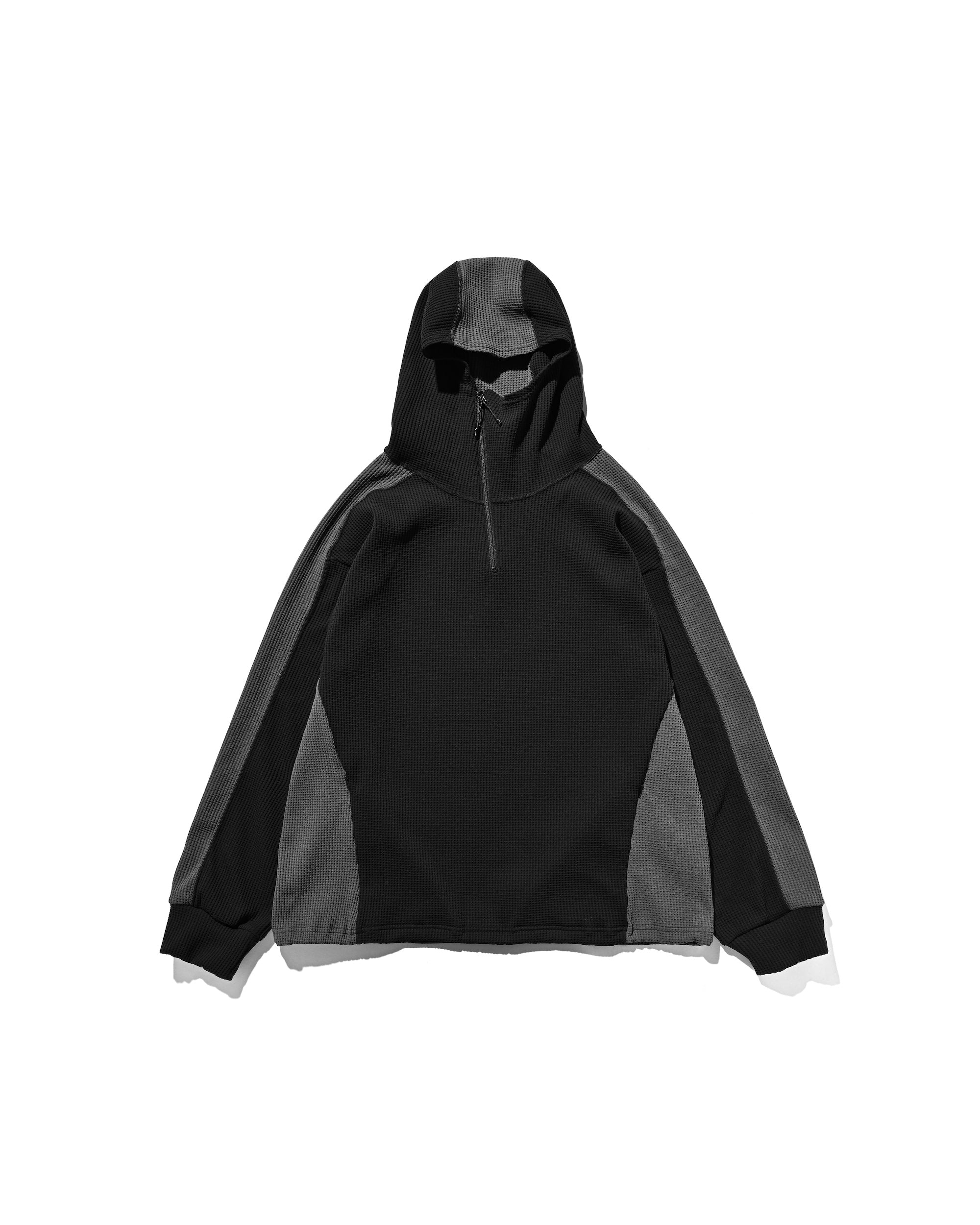 CITY LIGHT THERMAL HALF ZIP HOODIE (BLACK×GRAY)