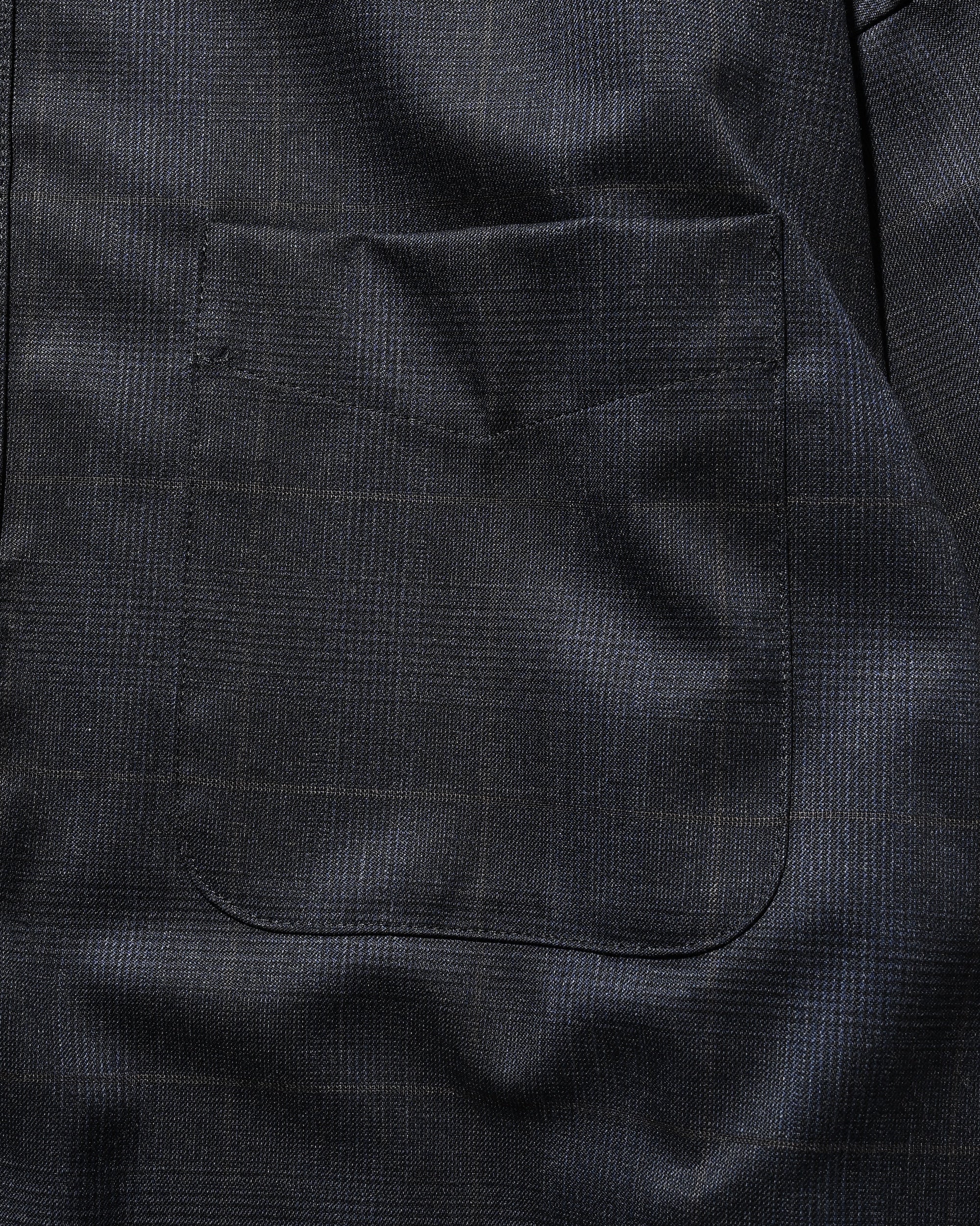 LIGHT WOOL CROPPED LENGTH EVERYDAY L/S SHIRT (GLEN CHECK(NAVY))