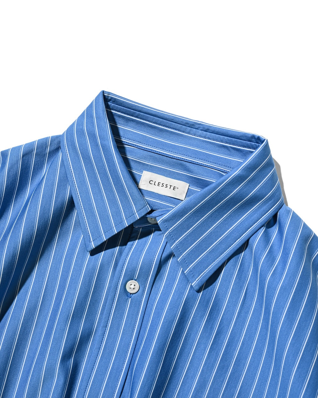 【8.5 WED 20:00- IN STOCK】THICK/THIN STRIPE 46G KNIT EVERYDAY S/S SHIRT (SAX BLUE STRIPE)
