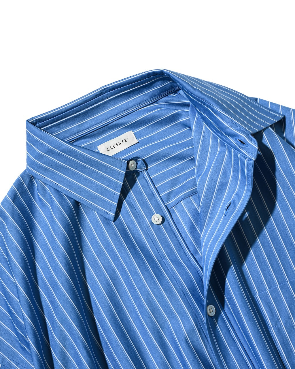 【8.5 WED 20:00- IN STOCK】THICK/THIN STRIPE 46G KNIT EVERYDAY S/S SHIRT (SAX BLUE STRIPE)