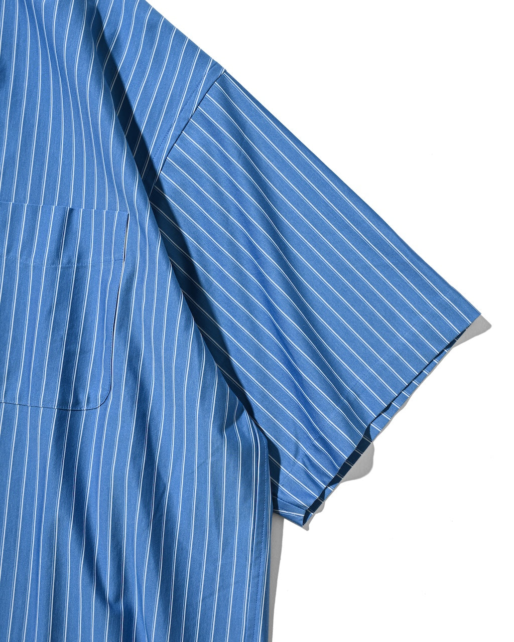 【8.5 WED 20:00- IN STOCK】THICK/THIN STRIPE 46G KNIT EVERYDAY S/S SHIRT (SAX BLUE STRIPE)