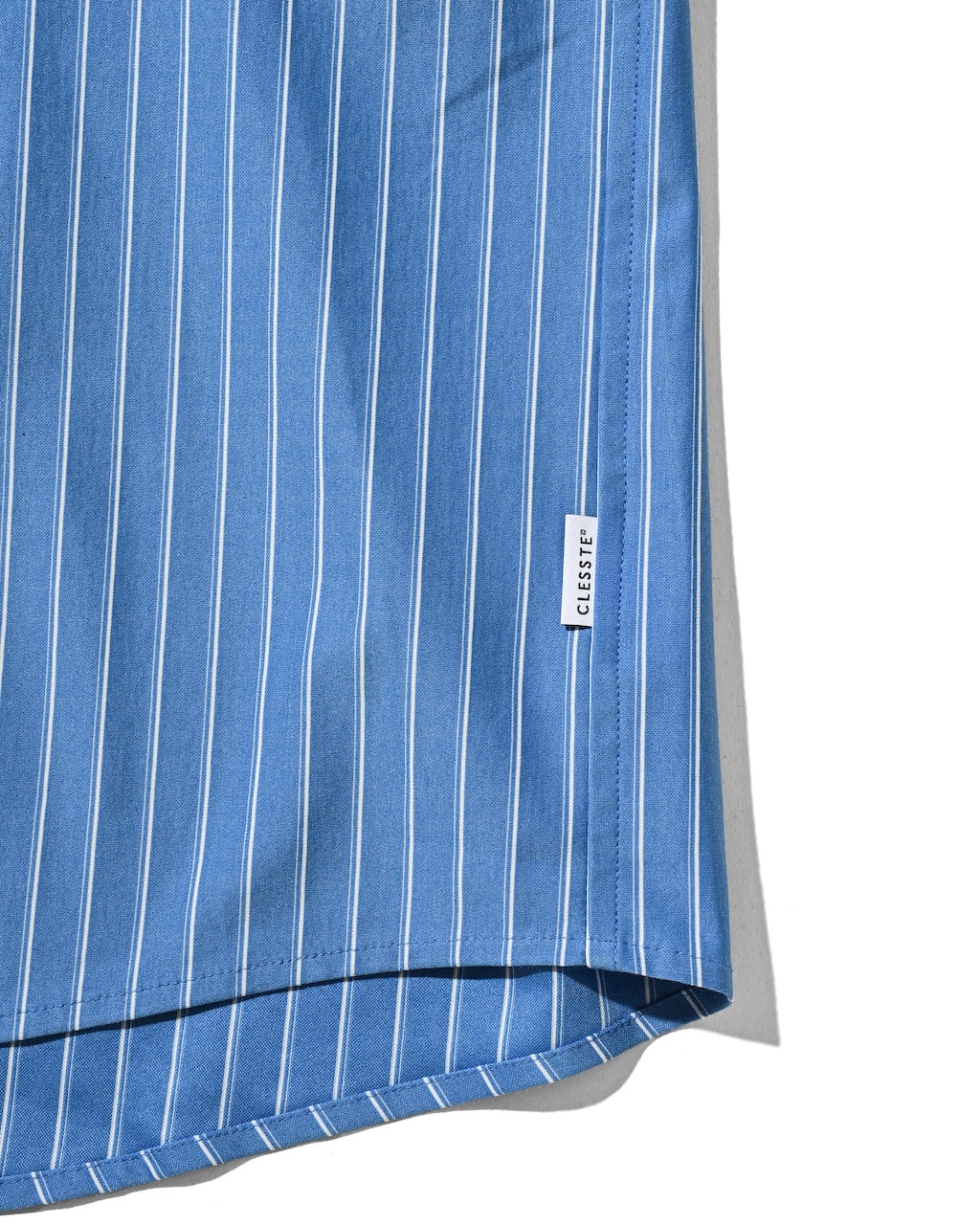 【8.5 WED 20:00- IN STOCK】THICK/THIN STRIPE 46G KNIT EVERYDAY S/S SHIRT (SAX BLUE STRIPE)