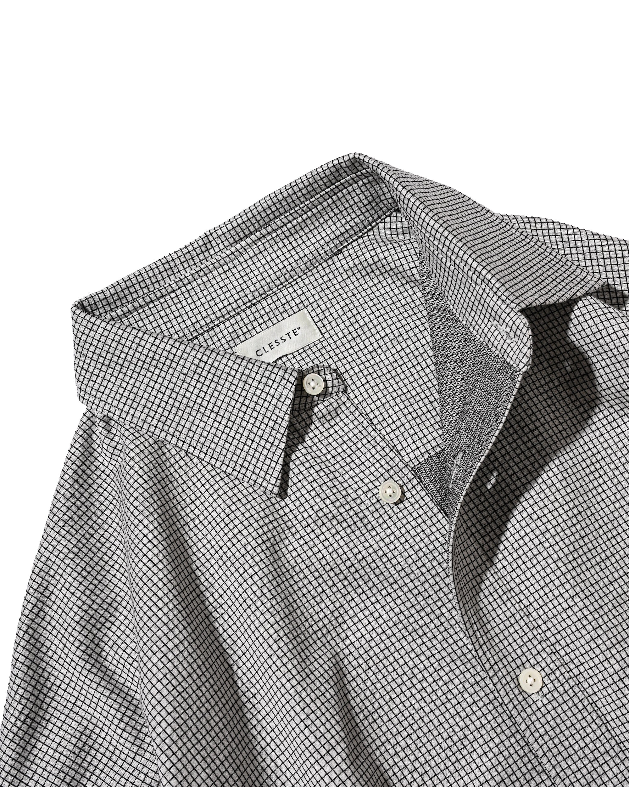 【6.17 WED 20:00- IN STOCK】MINI GRID CHECK 36G KNIT EVERYDAY S/S SHIRT (WHITE×BLACK)