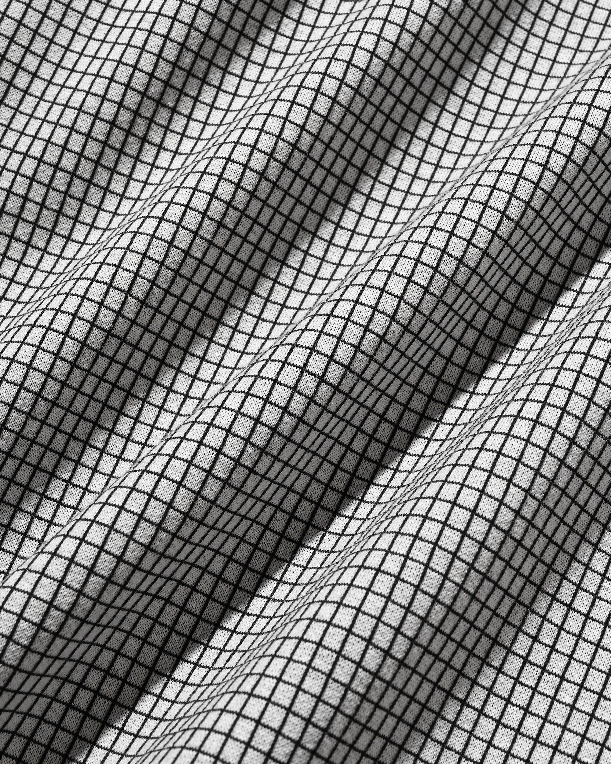 MINI GRID CHECK 36G KNIT EVERYDAY S/S SHIRT (WHITE×BLACK)