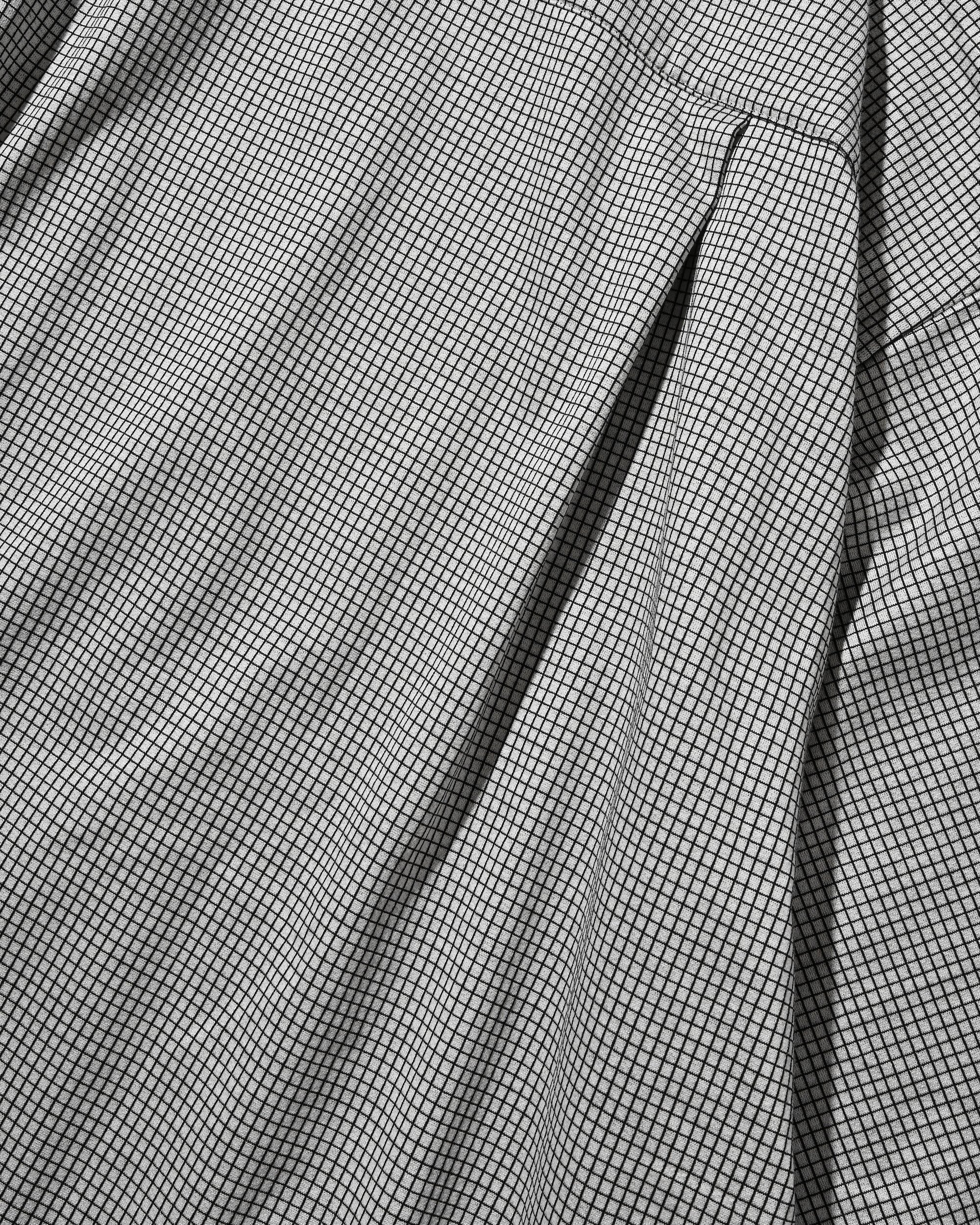 MINI GRID CHECK 36G KNIT EVERYDAY S/S SHIRT (WHITE×BLACK)