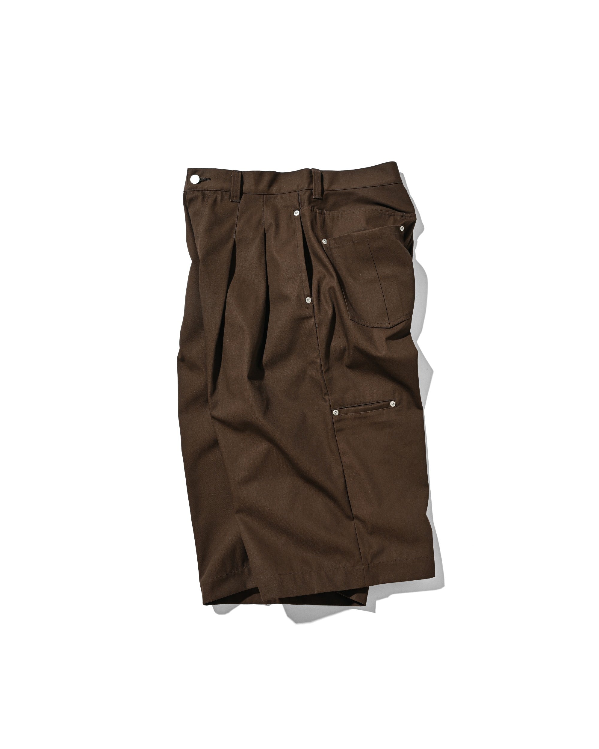【6.6 SAT 20:00- IN STOCK】T/C GABARDINE CITY BAGGY HALF PANTS (BROWN)