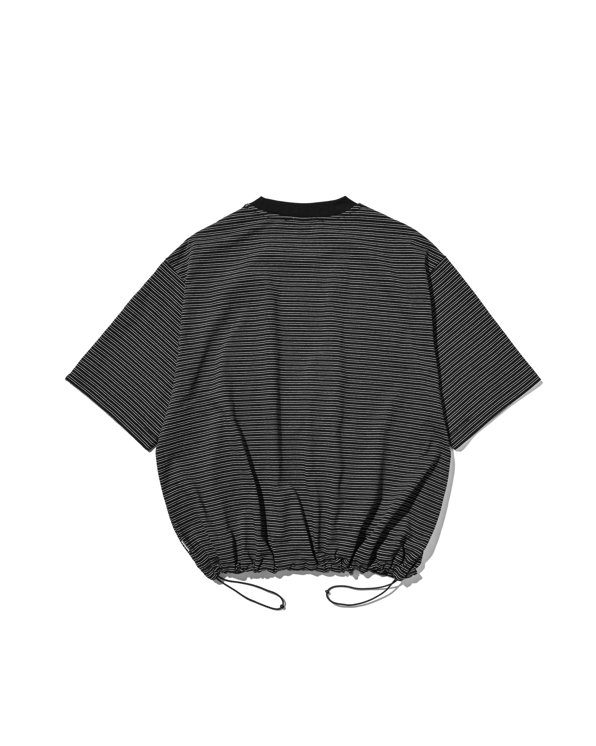 【5.27 WED 20:00- IN STOCK】MICRO STRIPE S/S T-SHIRT WITH DRAWSTRINGS (BLACK)