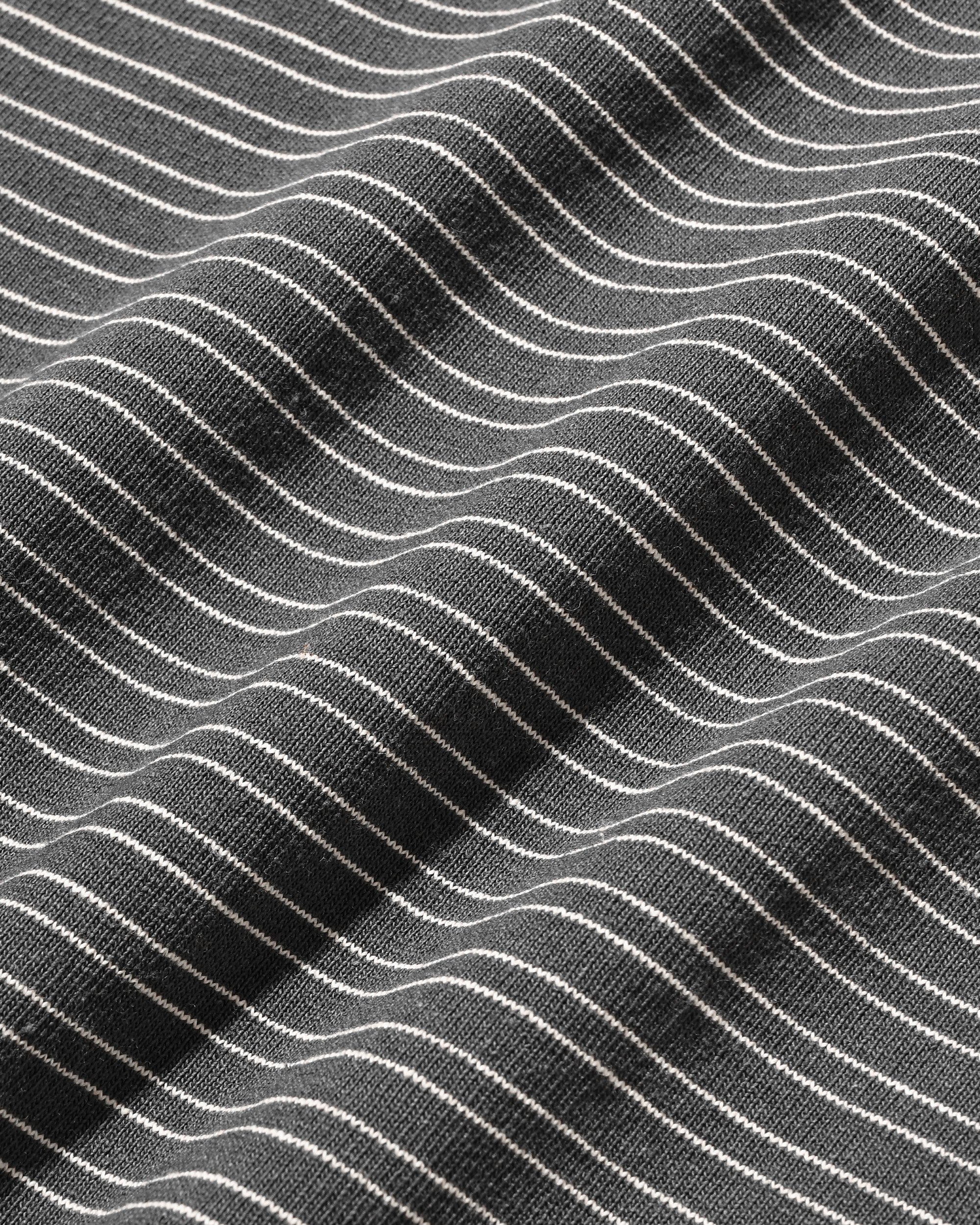 MICRO STRIPE S/S T-SHIRT WITH DRAWSTRINGS (GRAY)