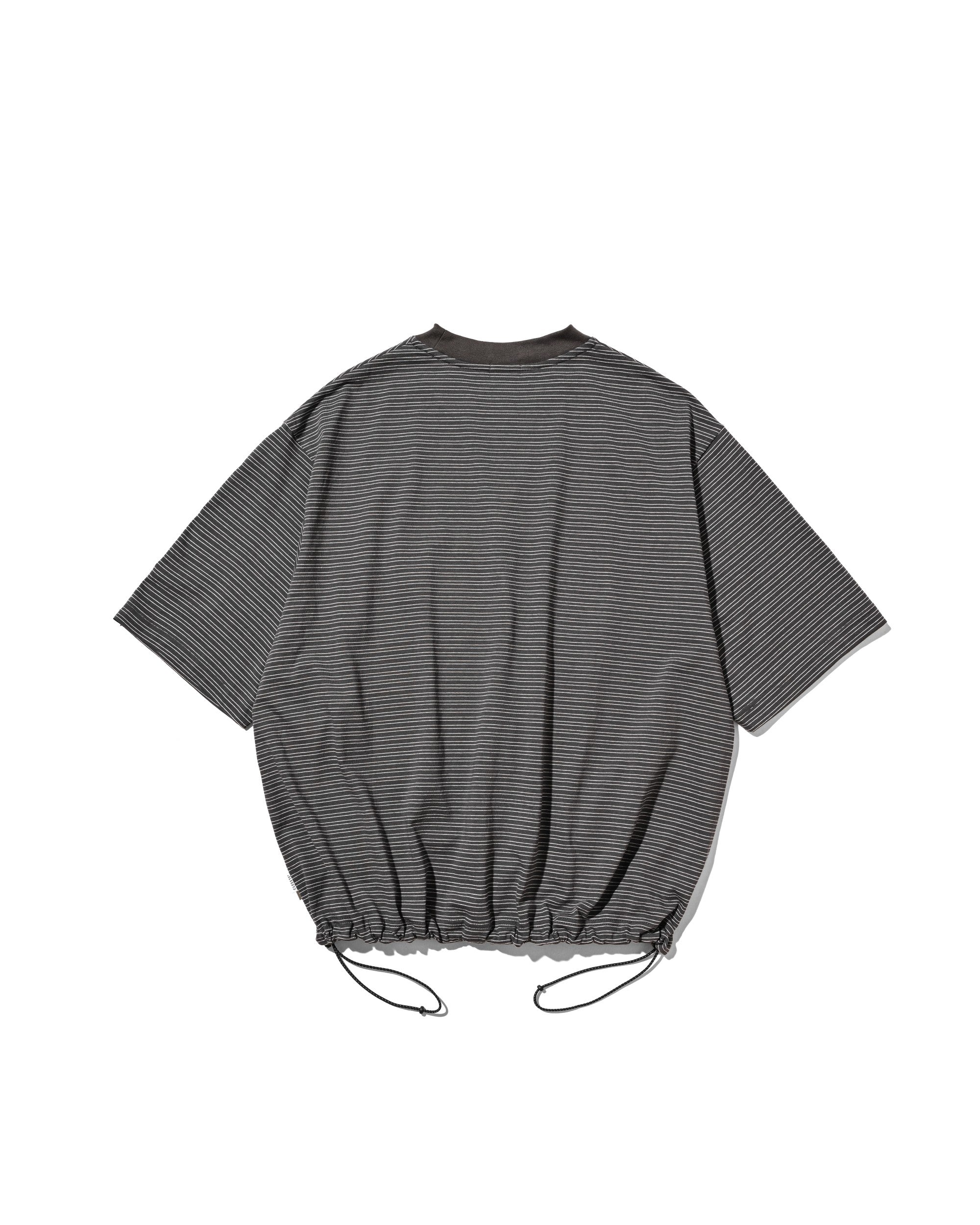 【5.27 WED 20:00- IN STOCK】MICRO STRIPE S/S T-SHIRT WITH DRAWSTRINGS (GRAY)