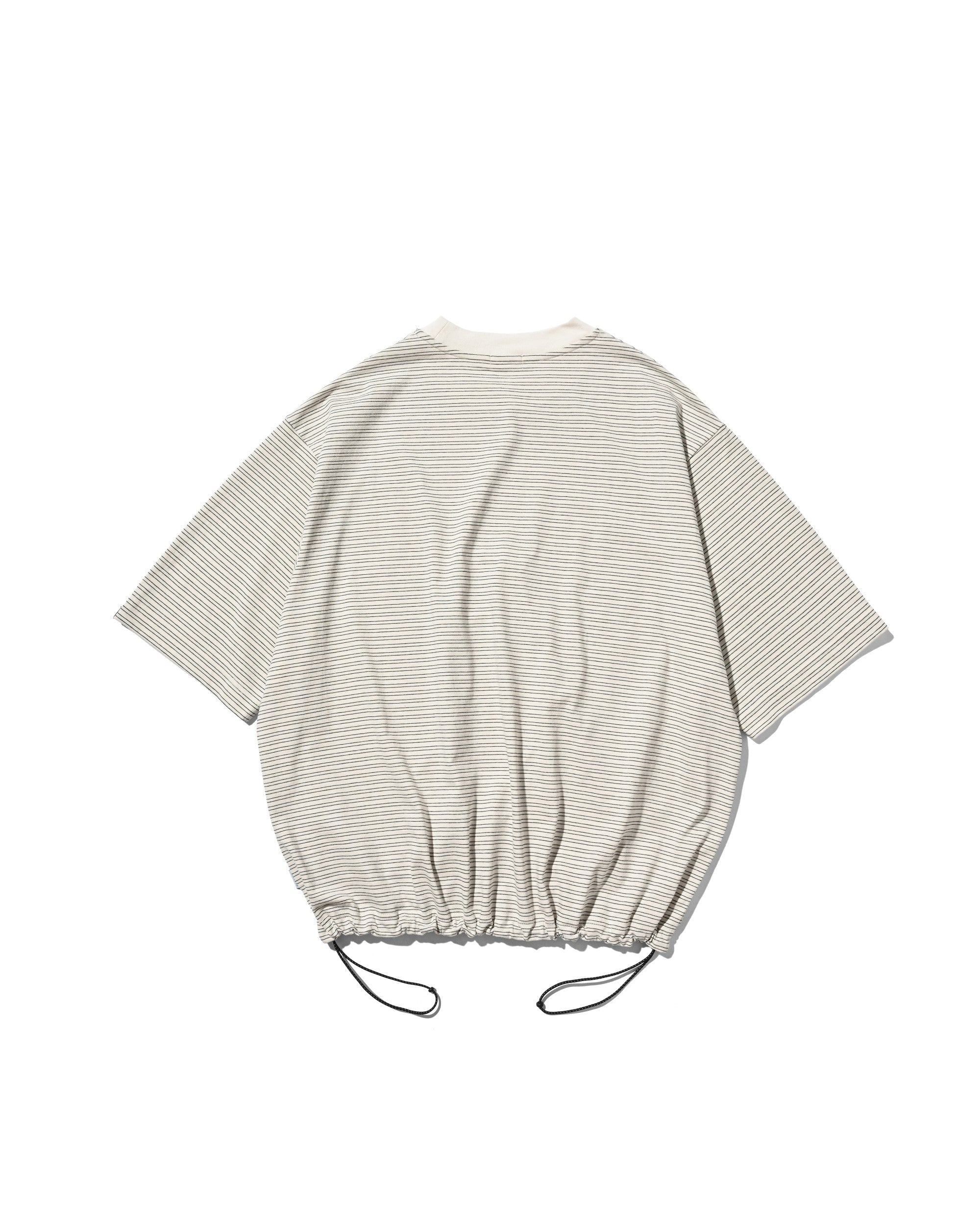 【5.27 WED 20:00- IN STOCK】MICRO STRIPE S/S T-SHIRT WITH DRAWSTRINGS (IVORY)