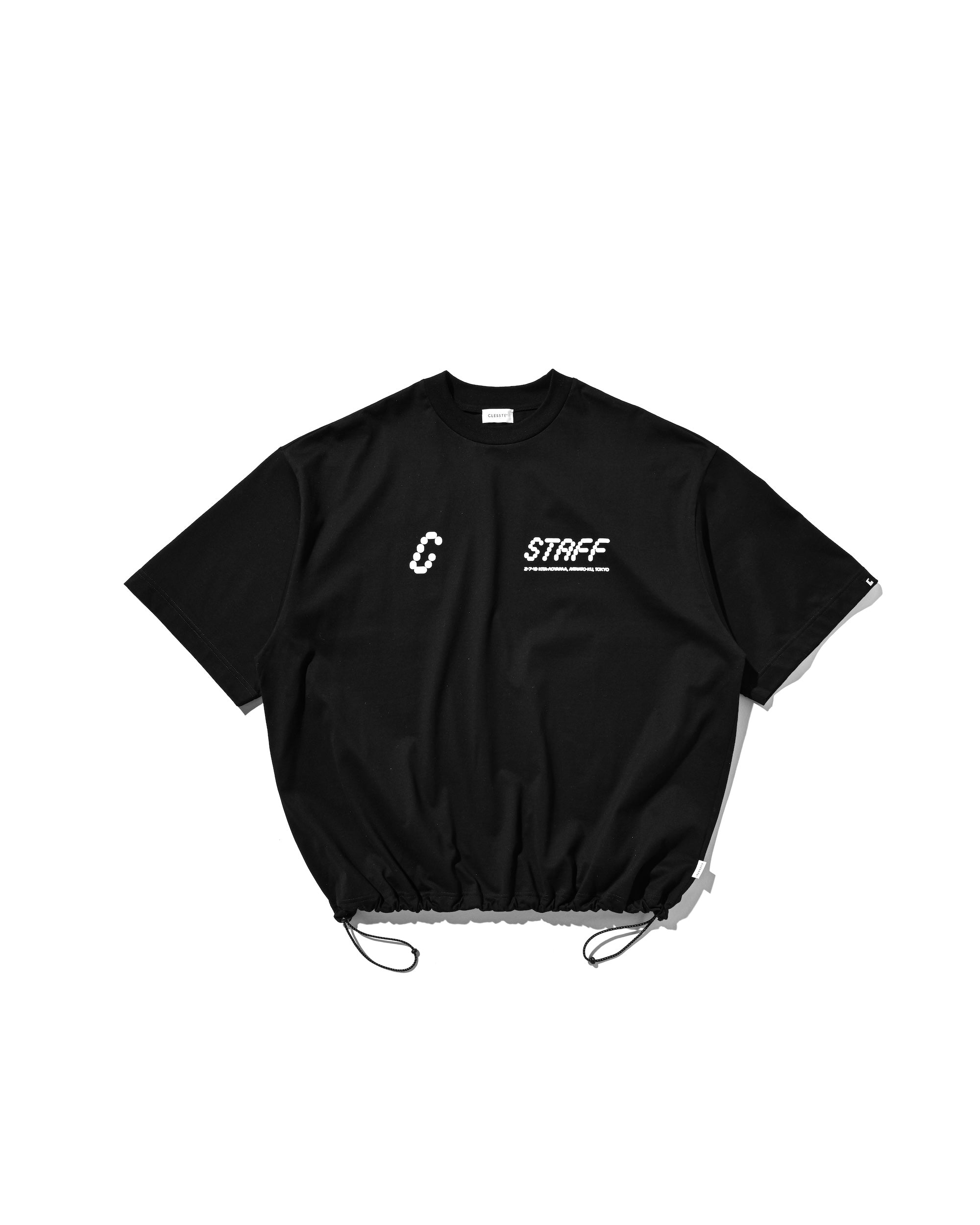 STAFF T-SHIRT WITH DRAWSTRINGS (BLACK).