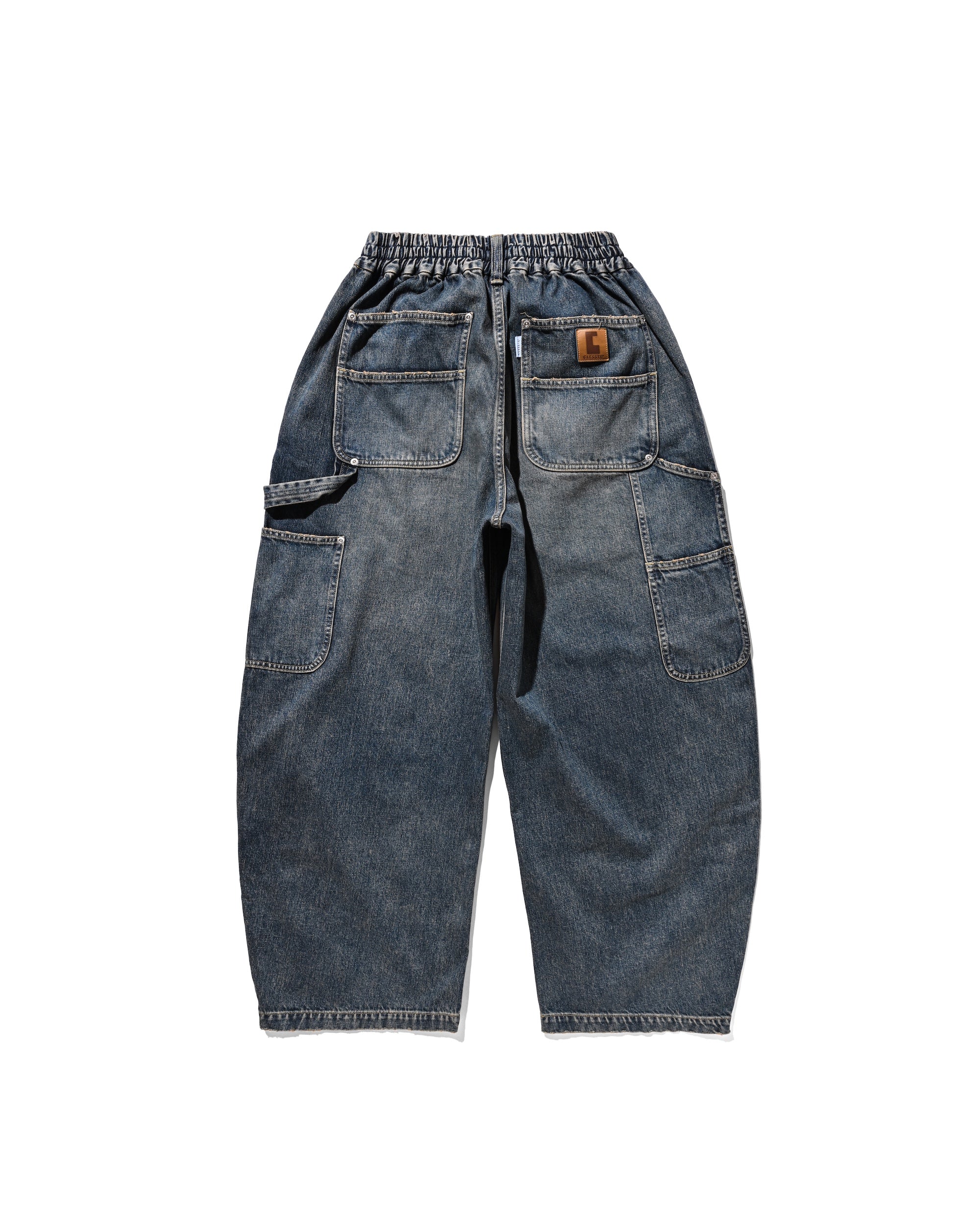 VINTAGE DYED SELVEDGE DENIM DOUBLE KNEE CURVED WORKER PANTS (VINTAGE INDIGO)