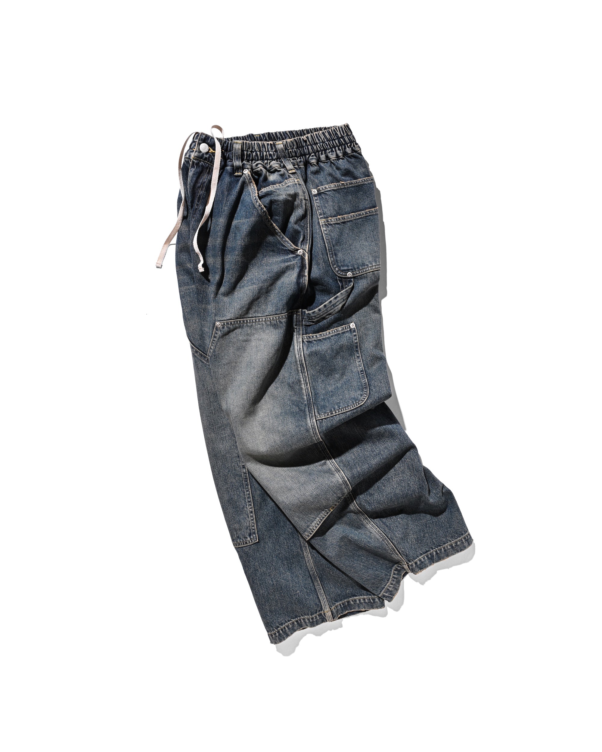 VINTAGE DYED SELVEDGE DENIM DOUBLE KNEE CURVED WORKER PANTS (VINTAGE I