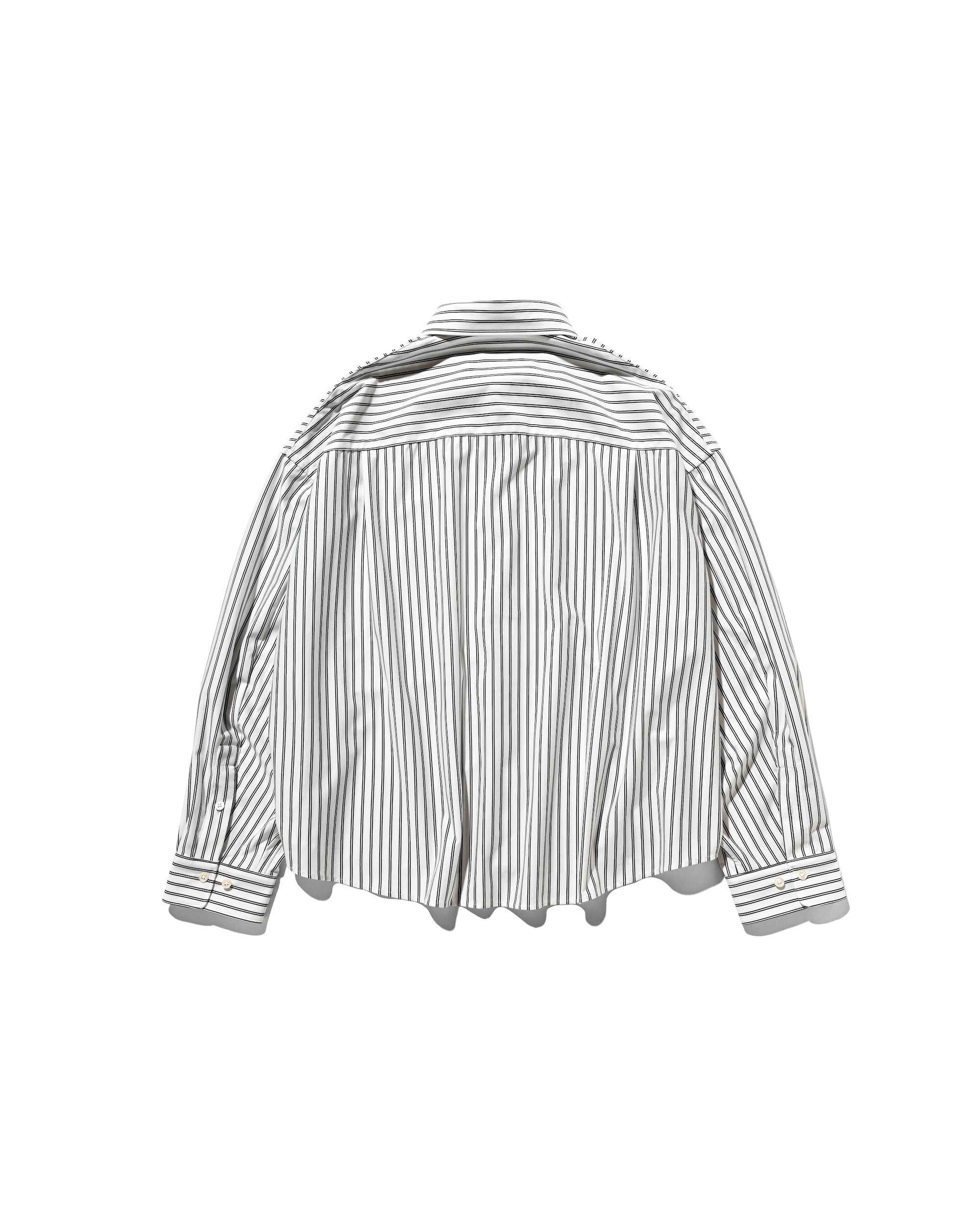 【12.6 SAT 20:00- IN STOCK】46G KNIT CROPPED LENGTH EVERYDAY L/S SHIRT (WHITE STRIPE)