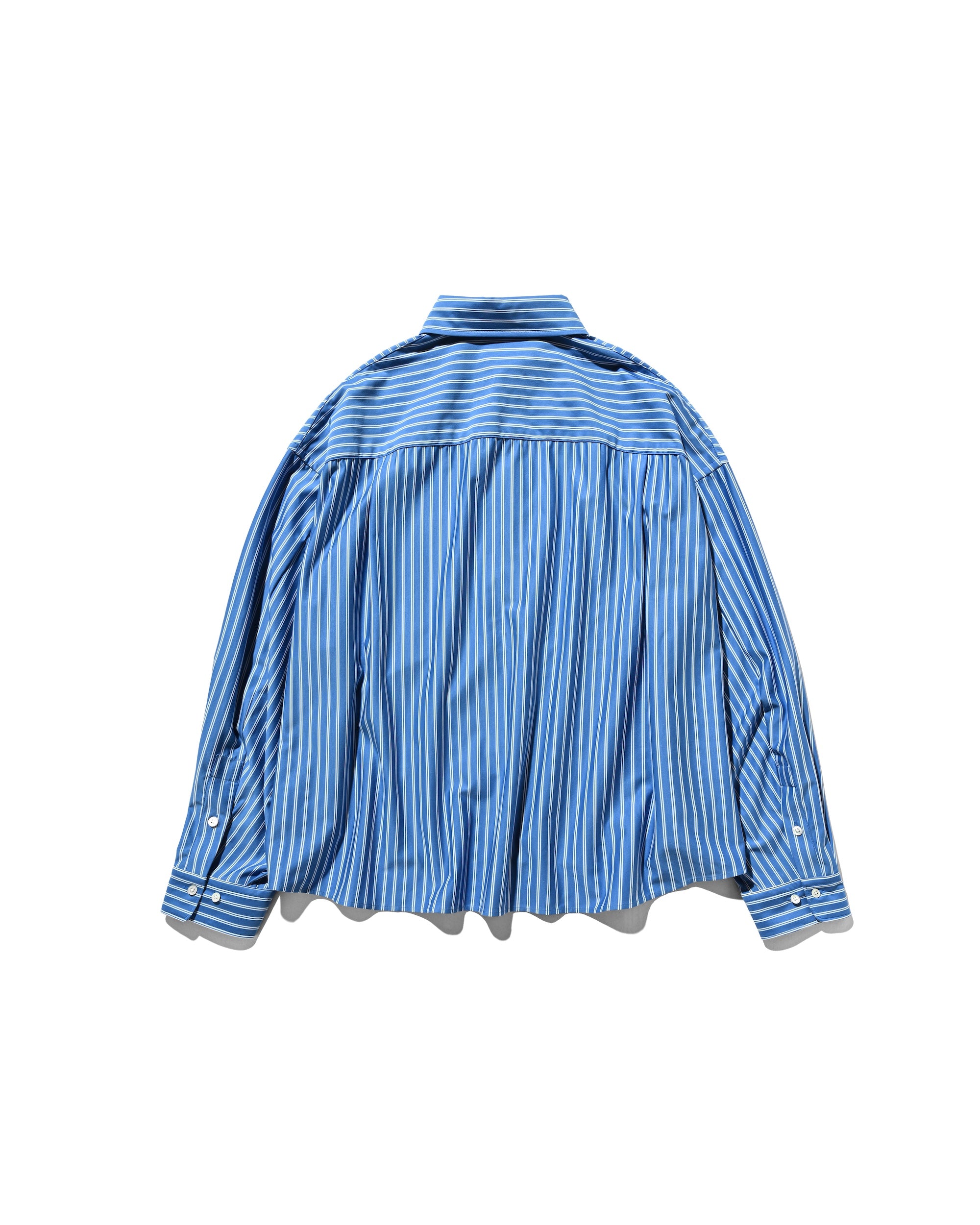【12.6 SAT 20:00- IN STOCK】46G KNIT CROPPED LENGTH EVERYDAY L/S SHIRT (SAX BLUE STRIPE)