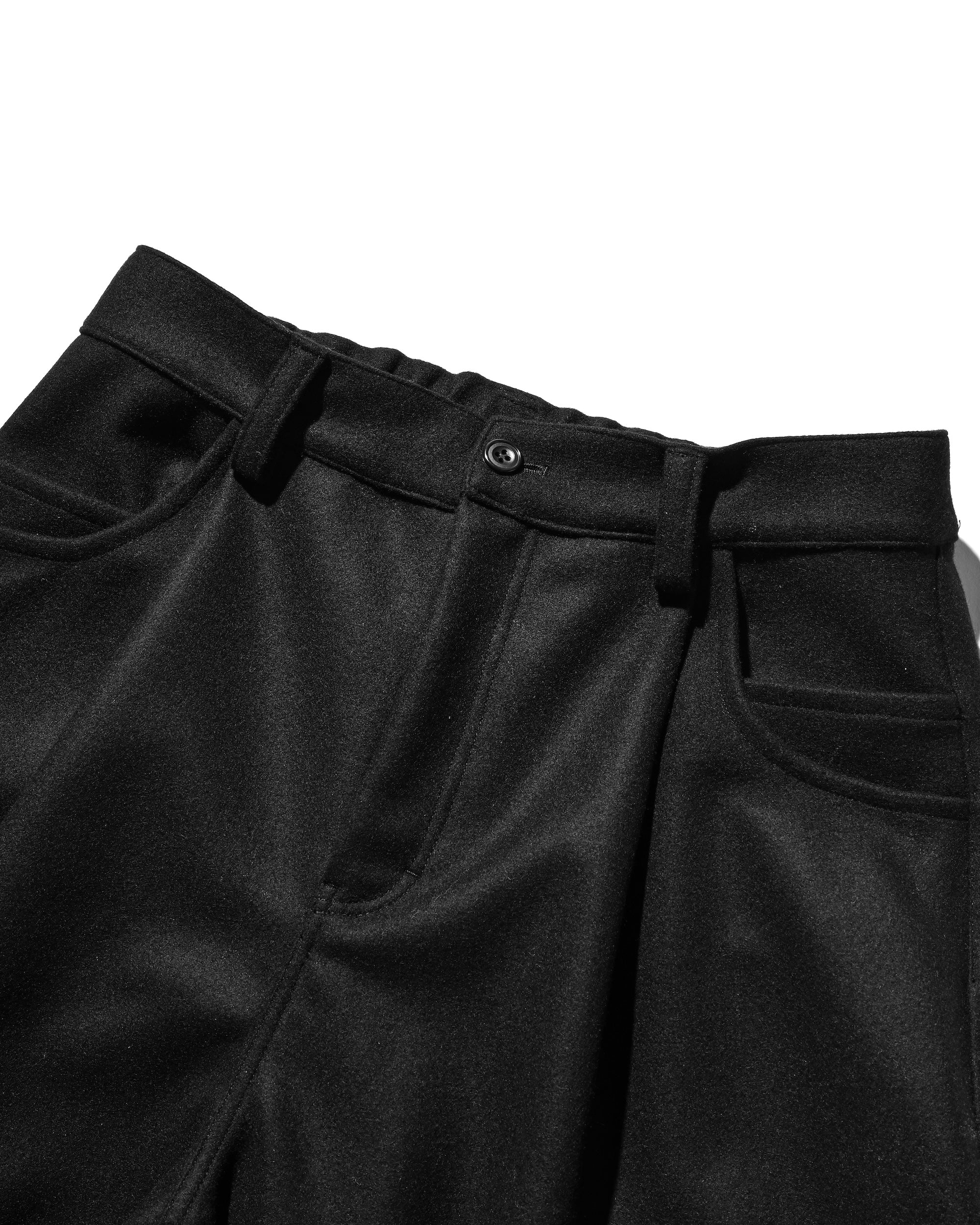 WOOL MELTON MASSIVE PANTS (BLACK). WOOL MELTON MASSIVE PANTS (BLACK).