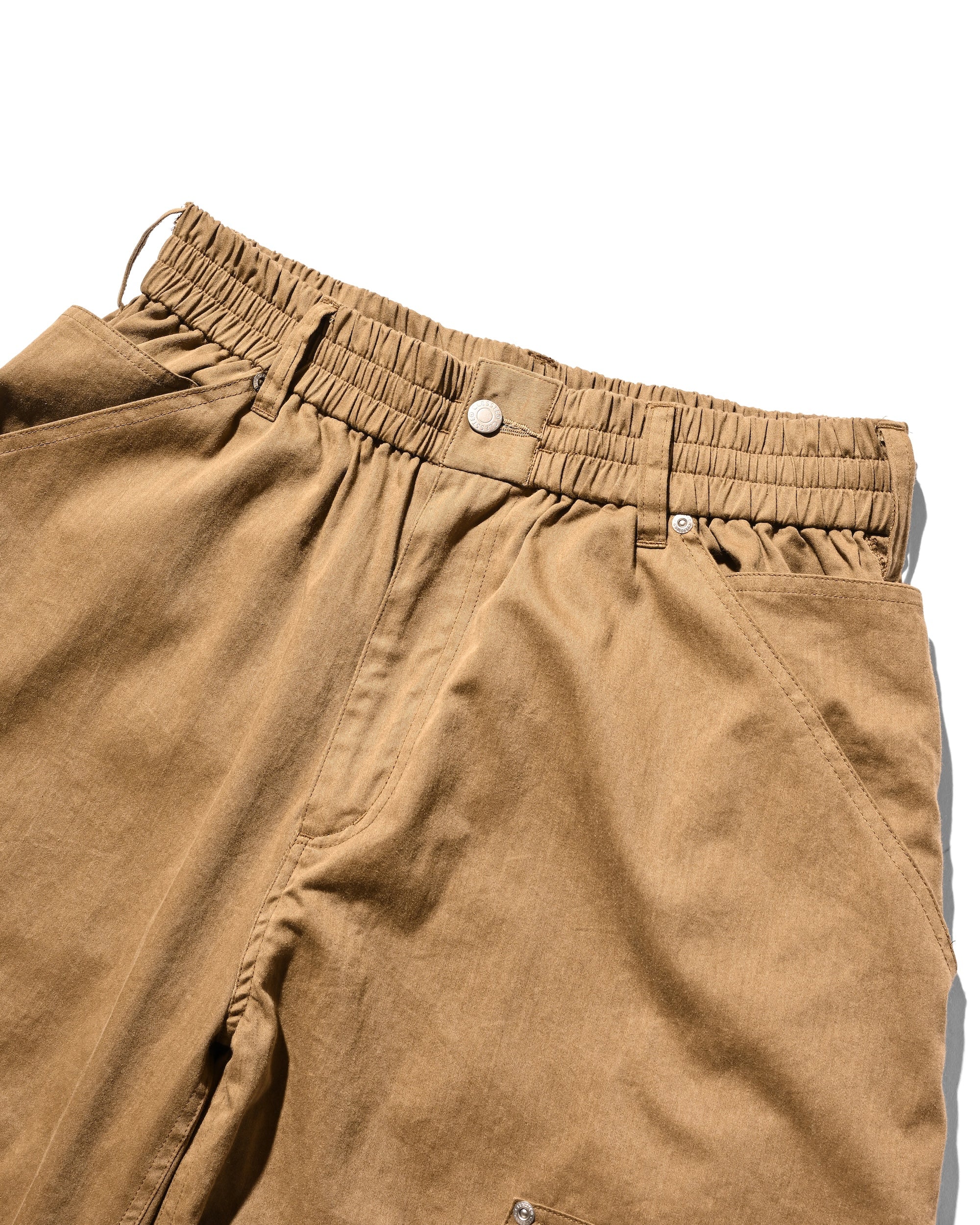 VINTAGE EFFECT DOUBLE KNEE CURVED WORKER PANTS (BEIGE)