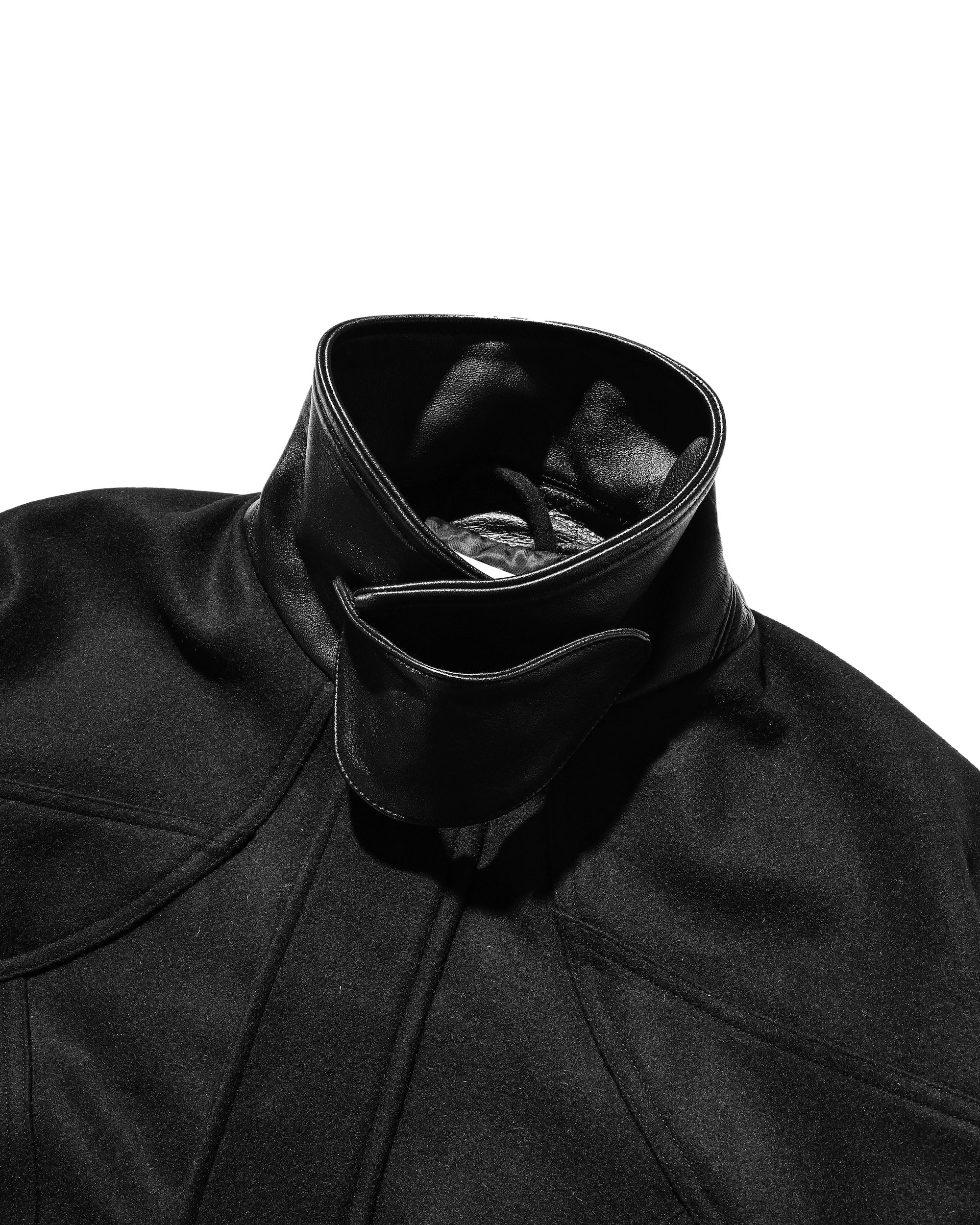 RE STOCK】LEATHER COLLAR WOOL MELTON FUTURE JACKET (BLACK)