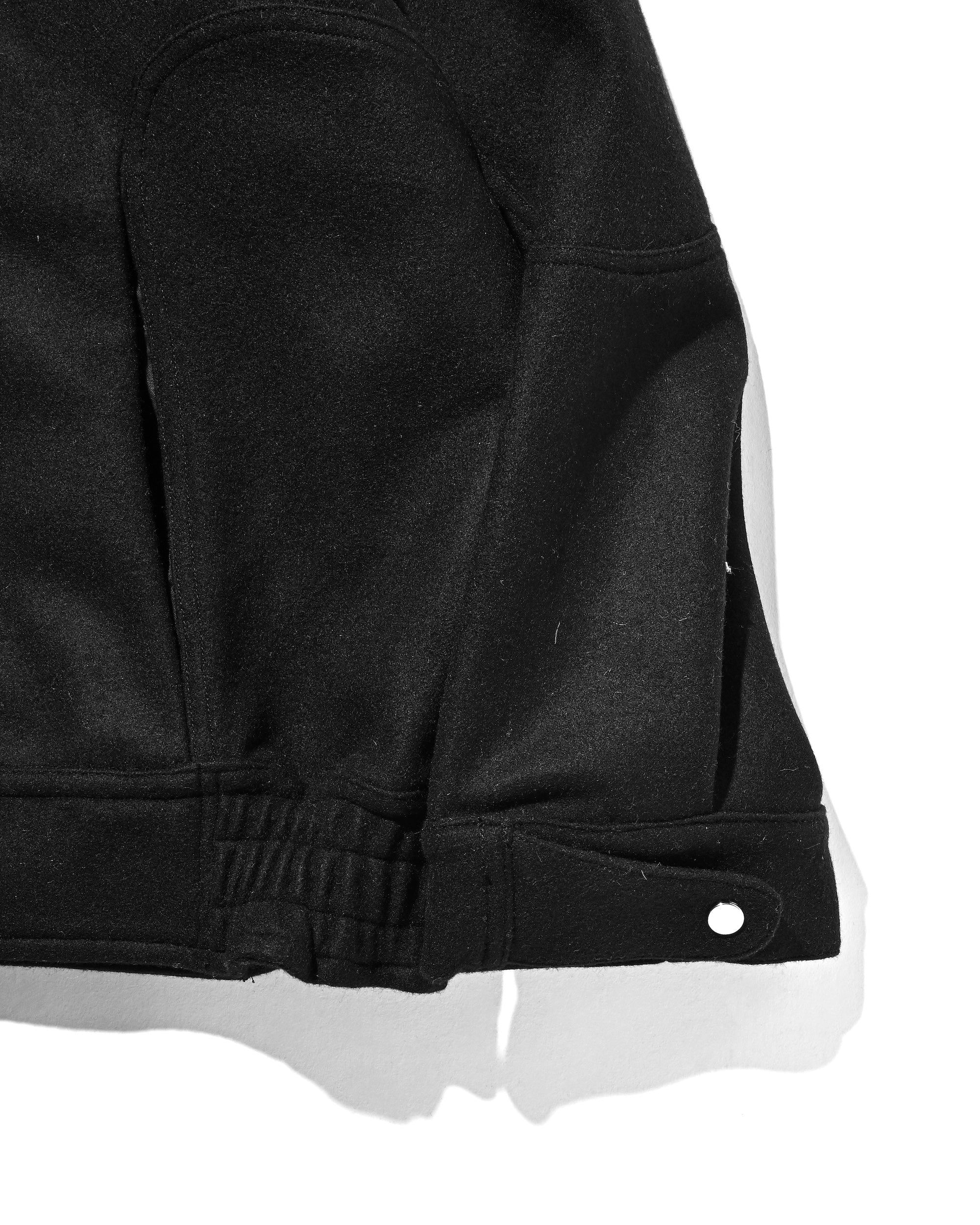 【12.6 SAT 20:00- IN STOCK】LEATHER COLLAR WOOL MELTON FUTURE JACKET (BLACK)