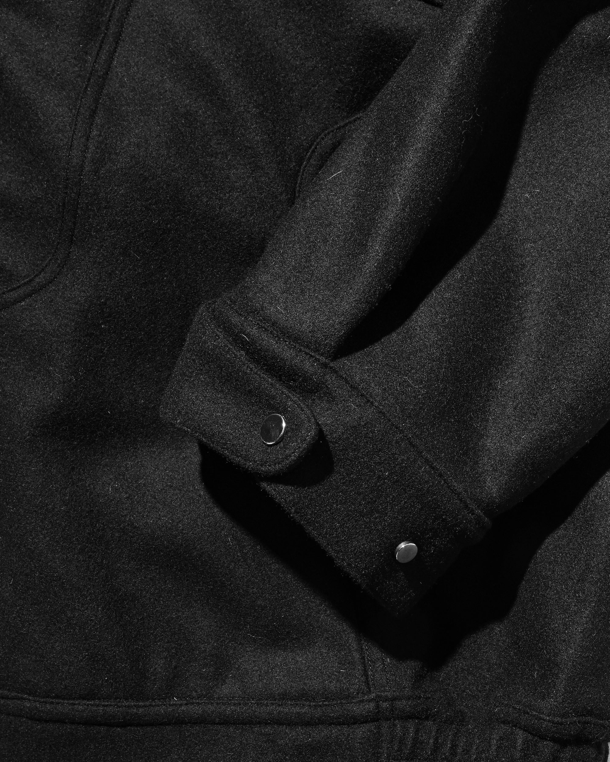 【12.6 SAT 20:00- IN STOCK】LEATHER COLLAR WOOL MELTON FUTURE JACKET (BLACK)