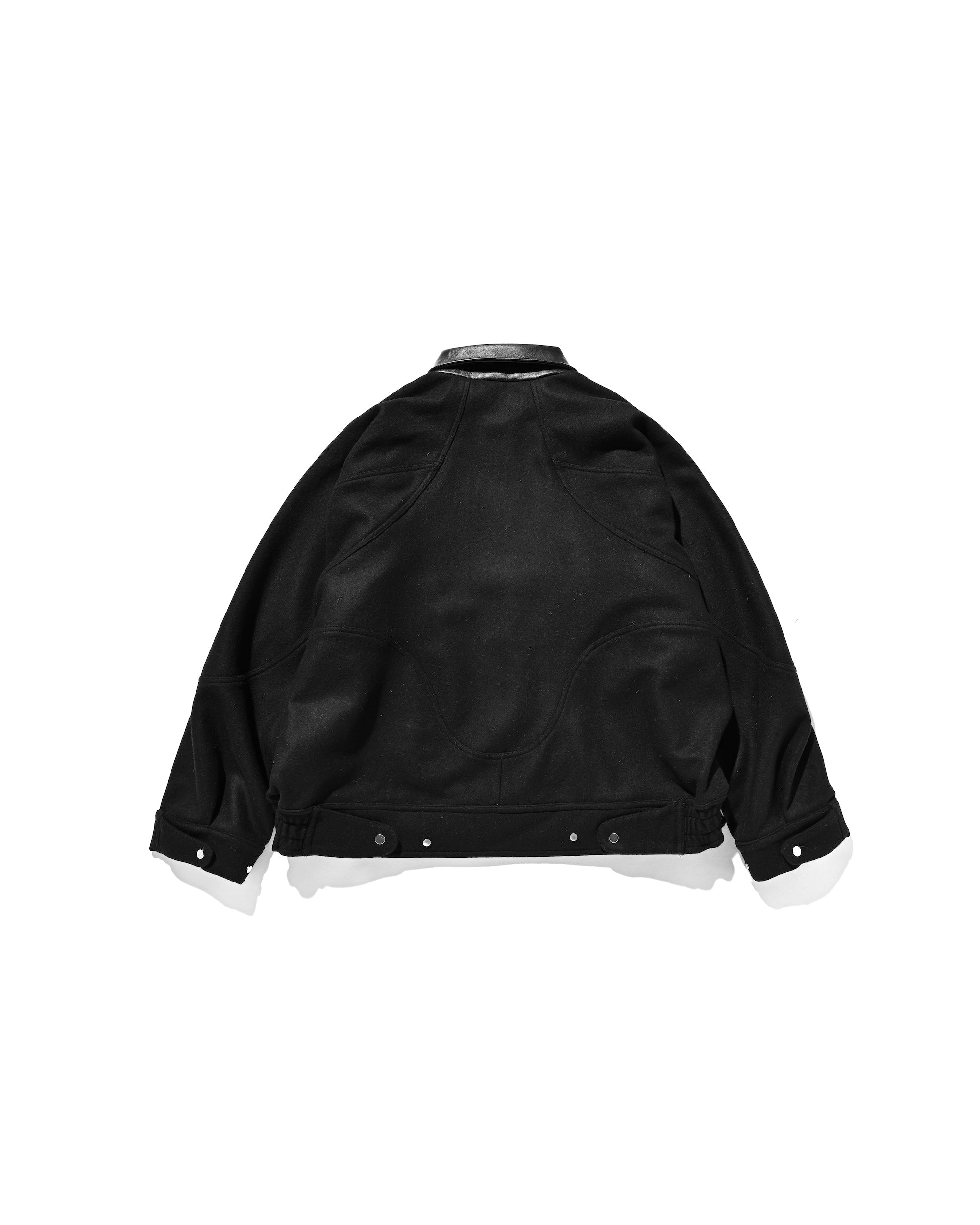 【12.6 SAT 20:00- IN STOCK】LEATHER COLLAR WOOL MELTON FUTURE JACKET (BLACK)